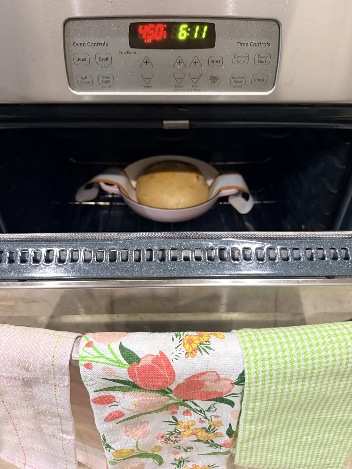 AHJ 6QT Dutch Oven For Bread Baking, Enameled Cast Iron Dutch Oven Pot with Lid, Multi-Functional Bread pan, Sourdough Baking Supplies with Proofing Basket, Cast Iron Bread Oven, Silicone Sling & Gloves customer photo 1