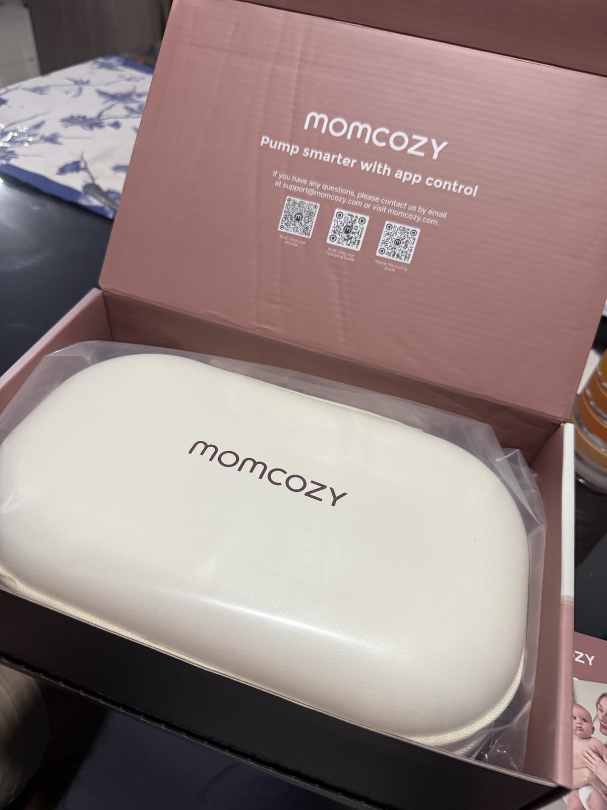 Momcozy M5 Smart APP Controlled Wearable Breast Pump, Hands-Free Wireless Electric Pump, 3 Modes 9 Suction Levels, BPA-Free, Portable Lightweight, 24mm Flange, 2-Pack Cozy Red customer photo 2