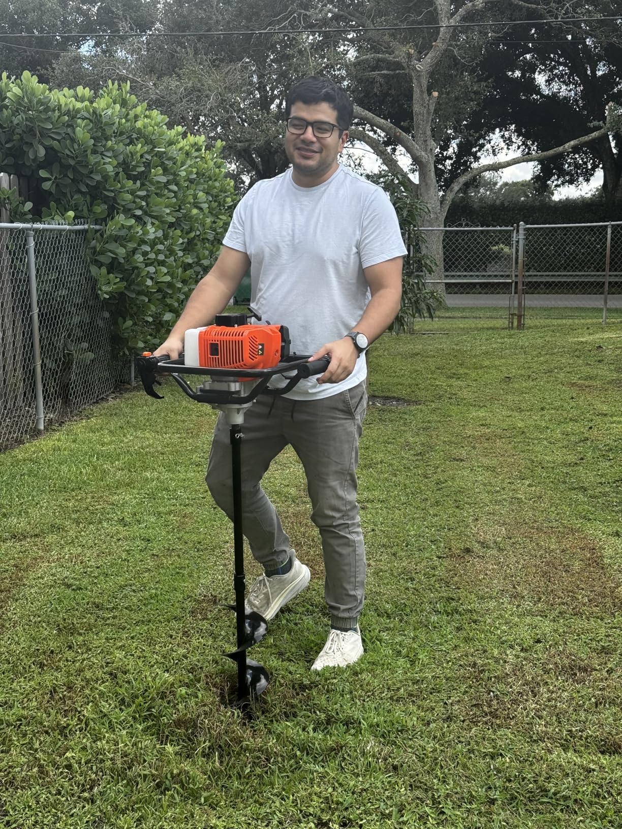 Post Hole Digger, 62cc Auger Post Hole Digger, Gas Powered Earth Digger with 2 Auger Drill Bits(6
