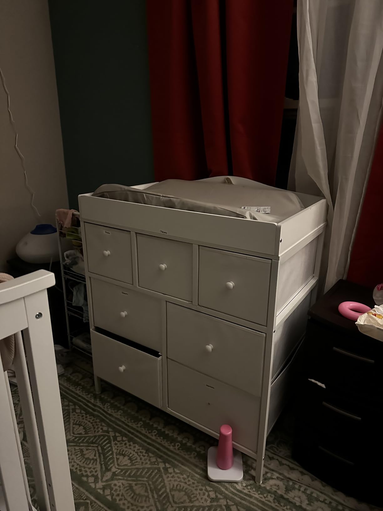 BOLUO Changing Table Dresser with Storage, Baby Dresser with Changing Table Top Diaper Changing Station with 7 Fabric Drawers for Nursery Modern customer photo 1