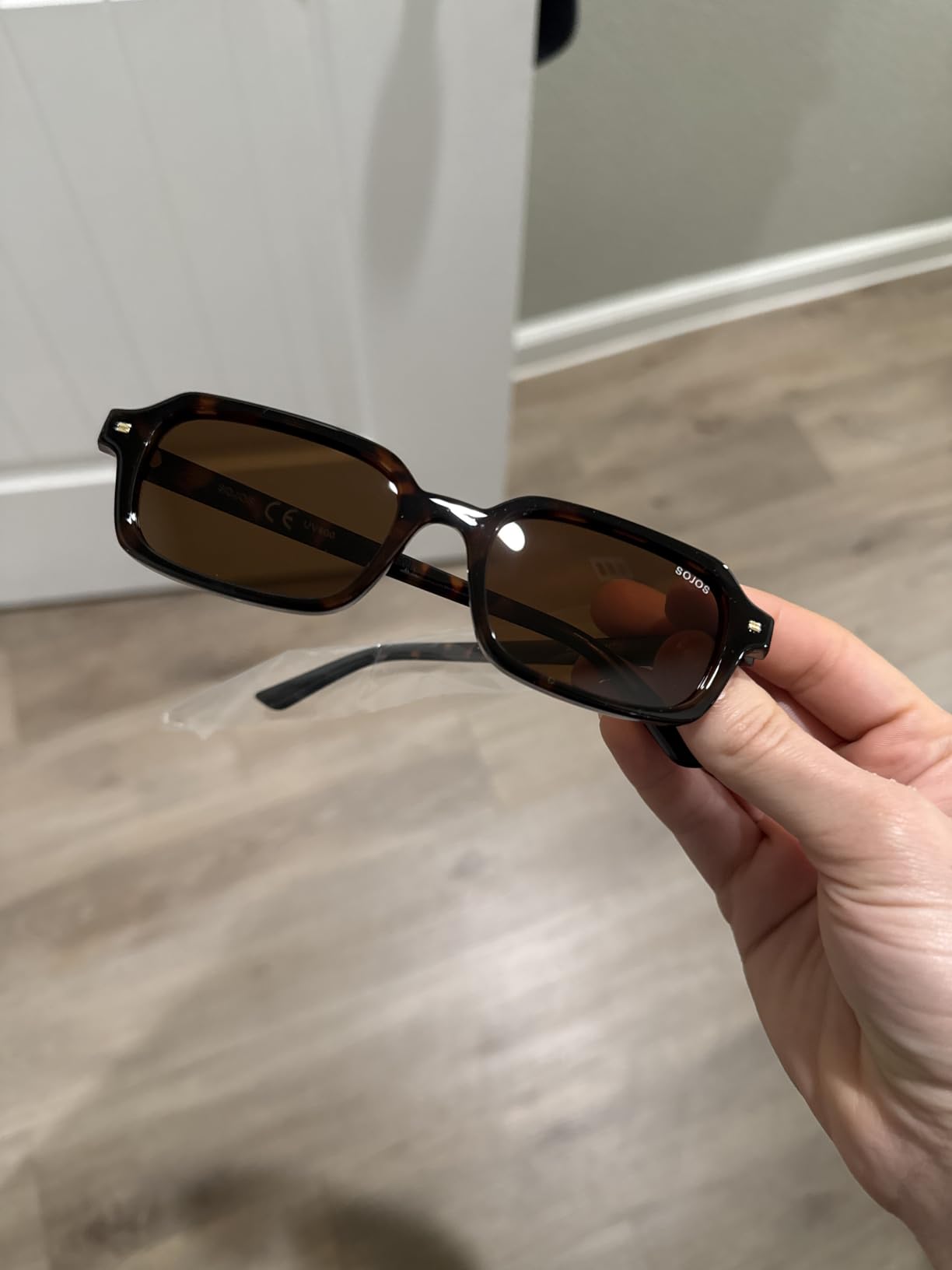 SOJOS Trendy Rectangle Polarized Sunglasses Womens Mens, Small Retro Fashion Thin Slim Square Sunnies SJ2610 customer photo 2