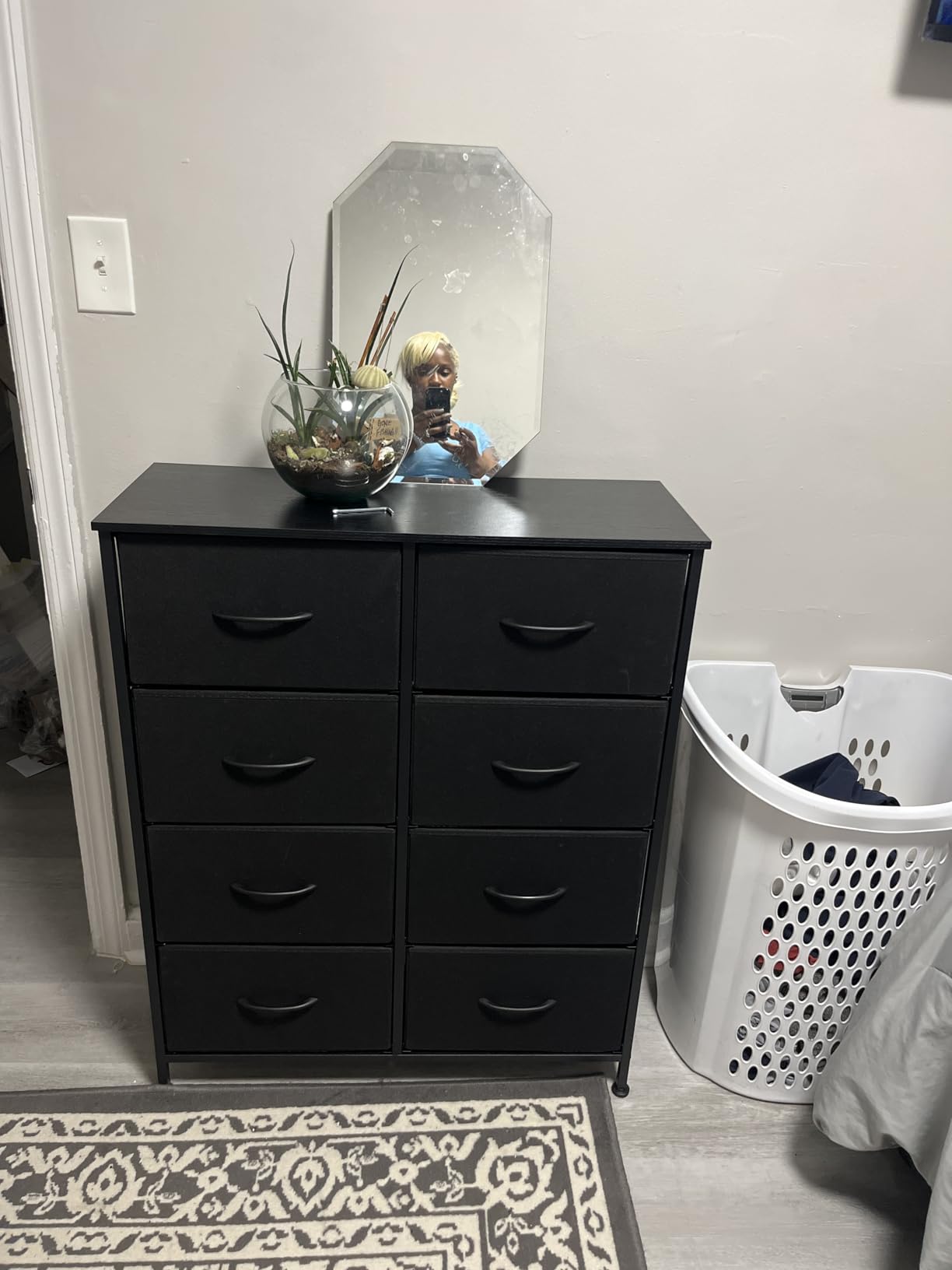SONGMICS Dresser for Bedroom, Chest of Drawers, Steel, MDF, 5 Non-Woven Fabric Drawers, Storage Organizer Unit, Closet, Entryway, Ink Black and Ebony Black ULGS322B01S customer photo 1
