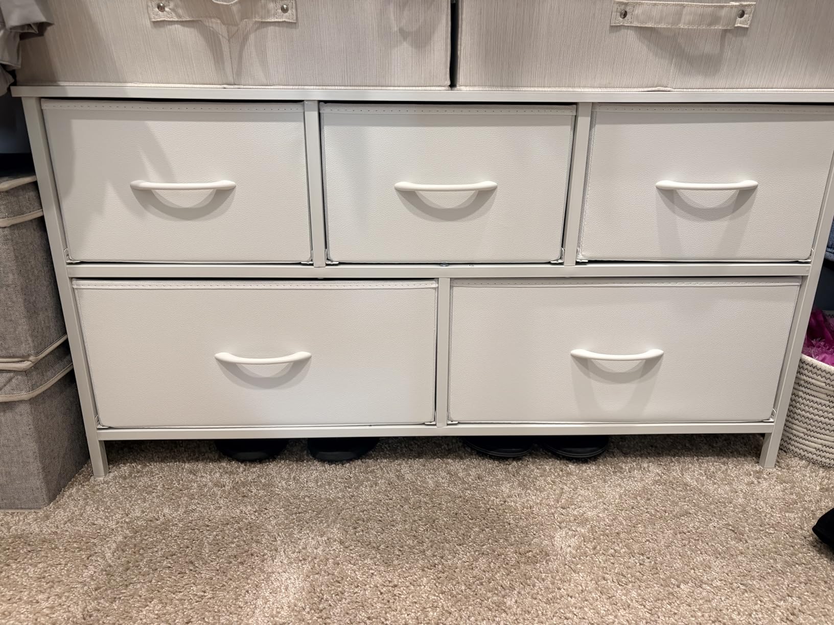 SONGMICS Dresser for Bedroom, Chest of Drawers, Steel, MDF, 5 Non-Woven Fabric Drawers, Storage Organizer Unit, Closet, Entryway, Ink Black and Ebony Black ULGS322B01S customer photo 2