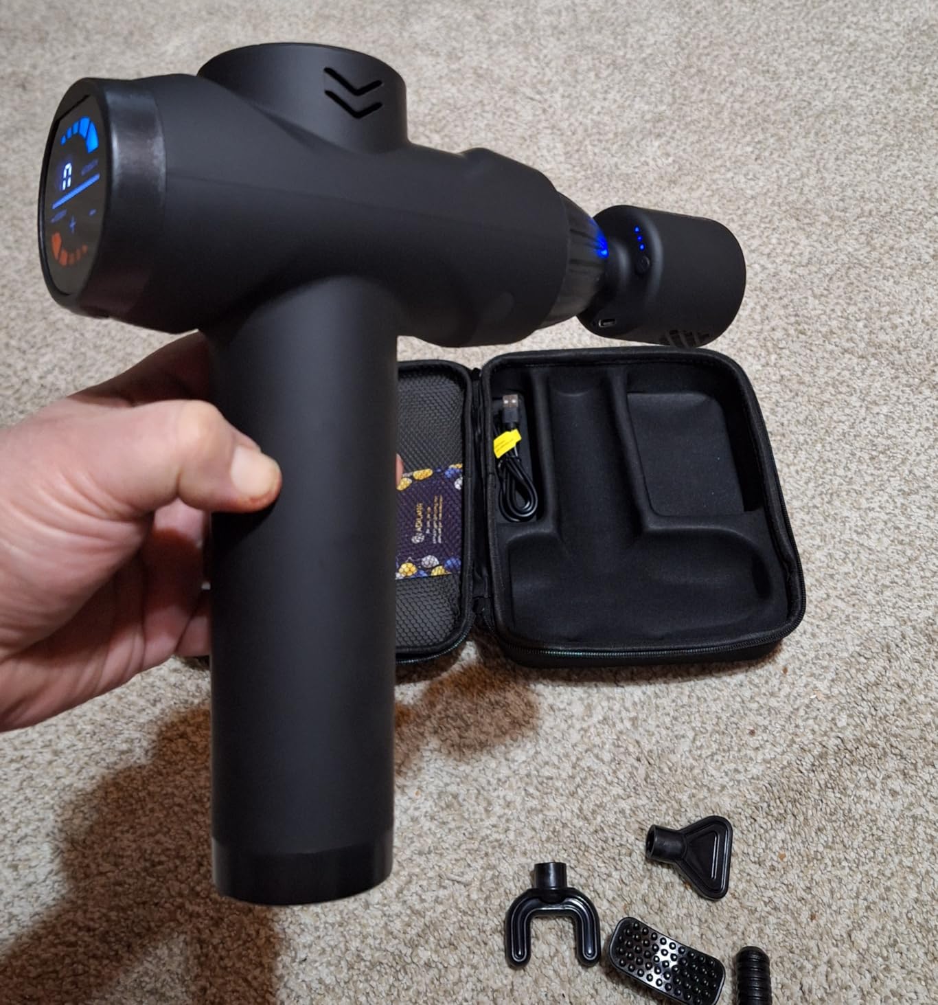 AERLANG Massage Gun with Heat and Cold,Deep Tissue Massage Gun, Back and Neck Massager for Pain Relief,Muscle Percussion Massager,Handheld Messager with 7Heads&Silent Birthday Gifts for him customer photo 1
