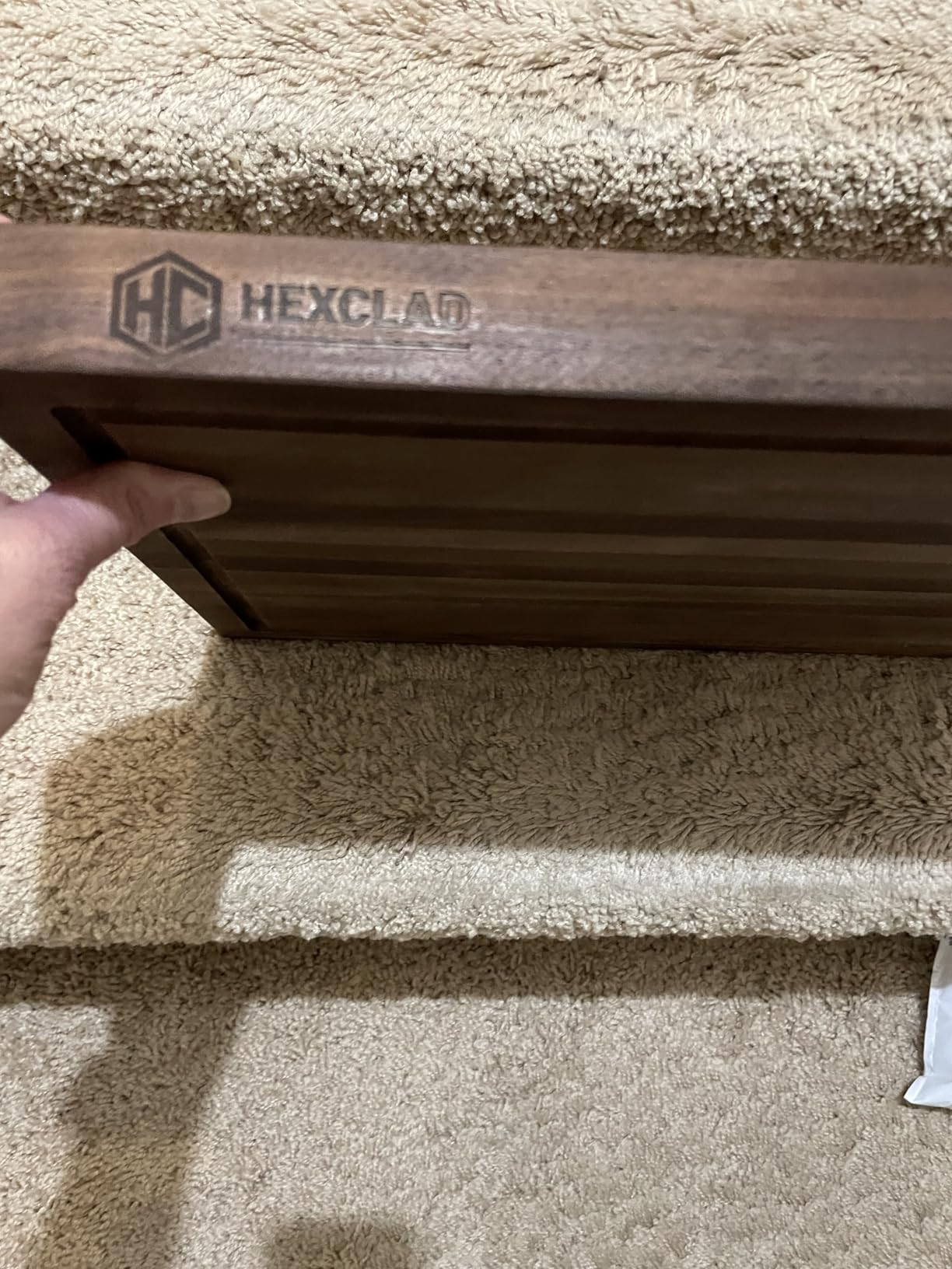 HexClad Medium Walnut Cutting Board, Double-Sided with Juice Groove & Recessed Handles, Durable, Scratch-Resistant Hardwood, Great for Chopping, Carving & Serving, 11.75