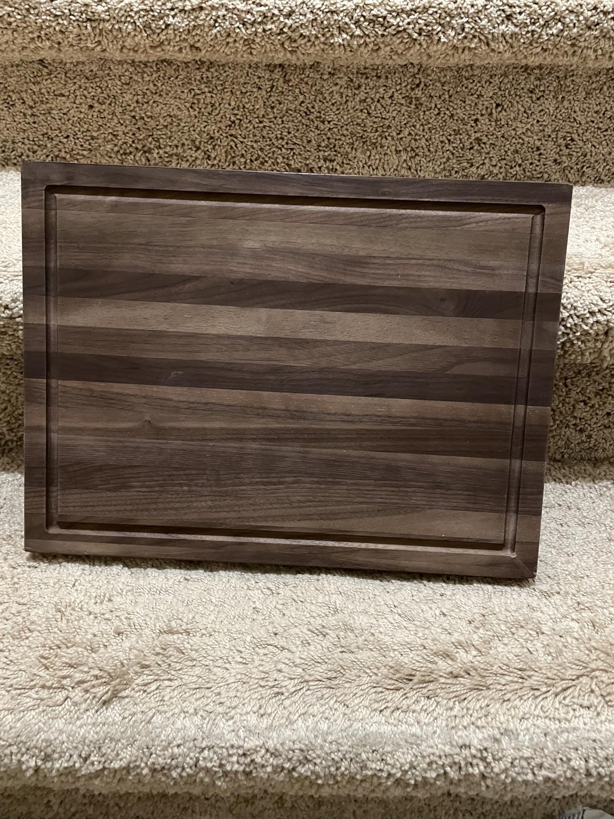 HexClad Medium Walnut Cutting Board, Double-Sided with Juice Groove & Recessed Handles, Durable, Scratch-Resistant Hardwood, Great for Chopping, Carving & Serving, 11.75