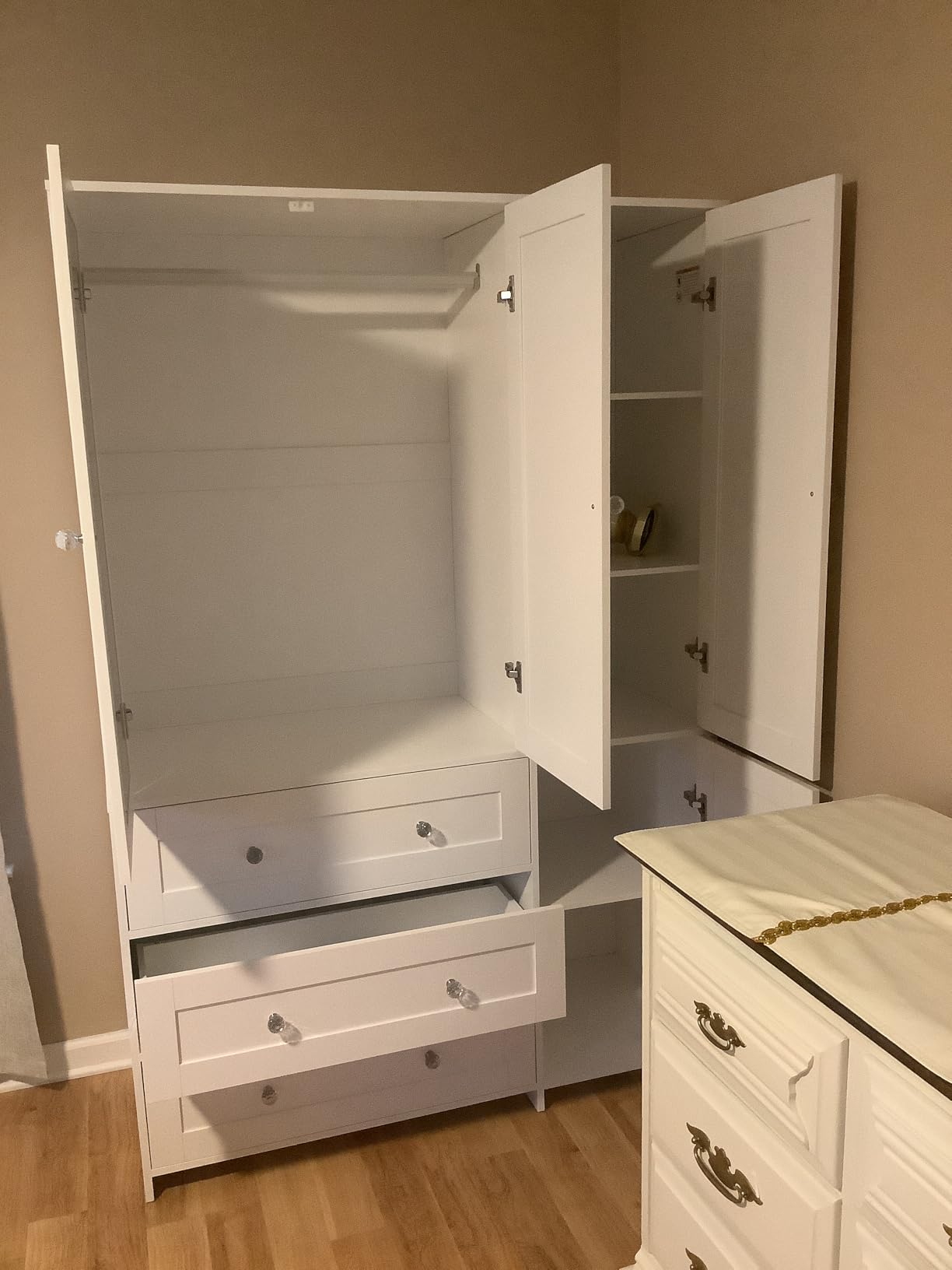 VOWNER Armoire Wardrobe Closet with Drawers and Mirror, 71