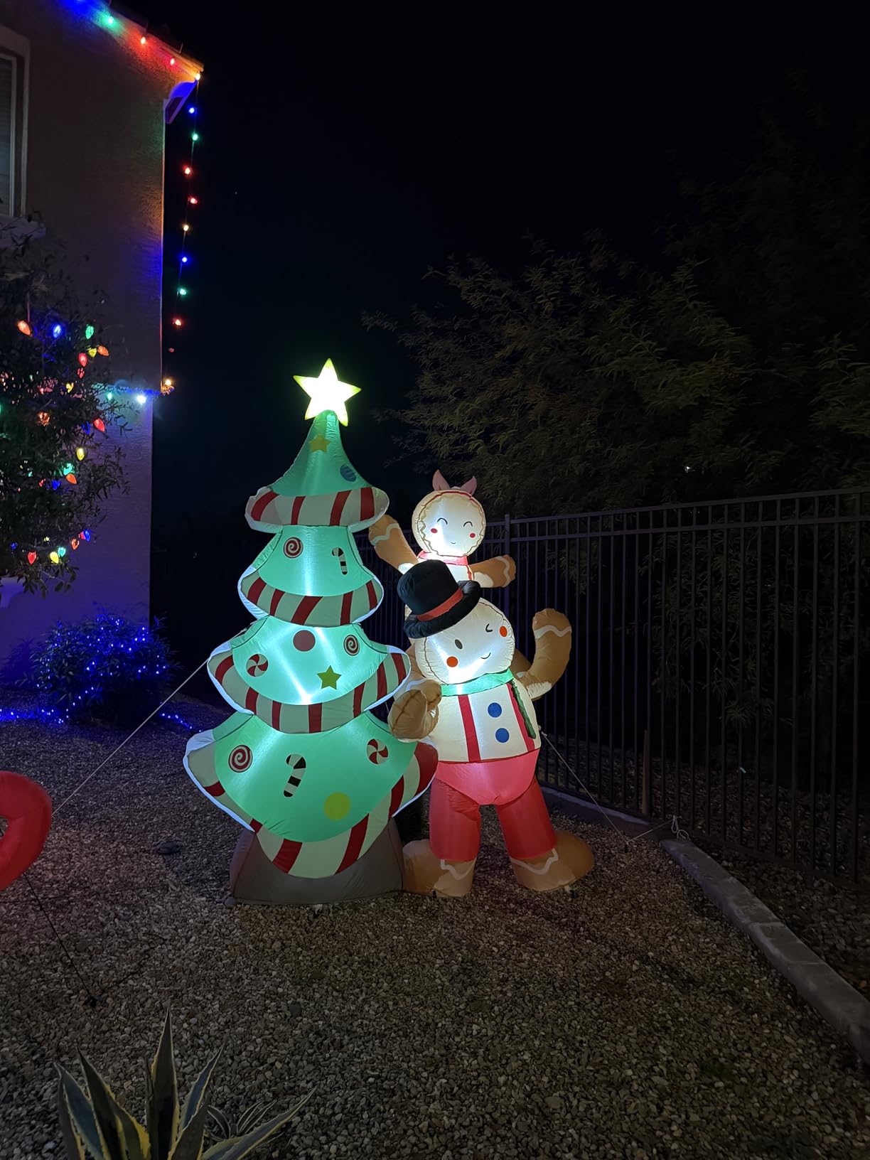 GVDV 8FT Inflatable Christmas Tree with Gingerbread Man, Giant Outdoor Christmas Inflatables Decoration with Bright LED Lights customer photo 2