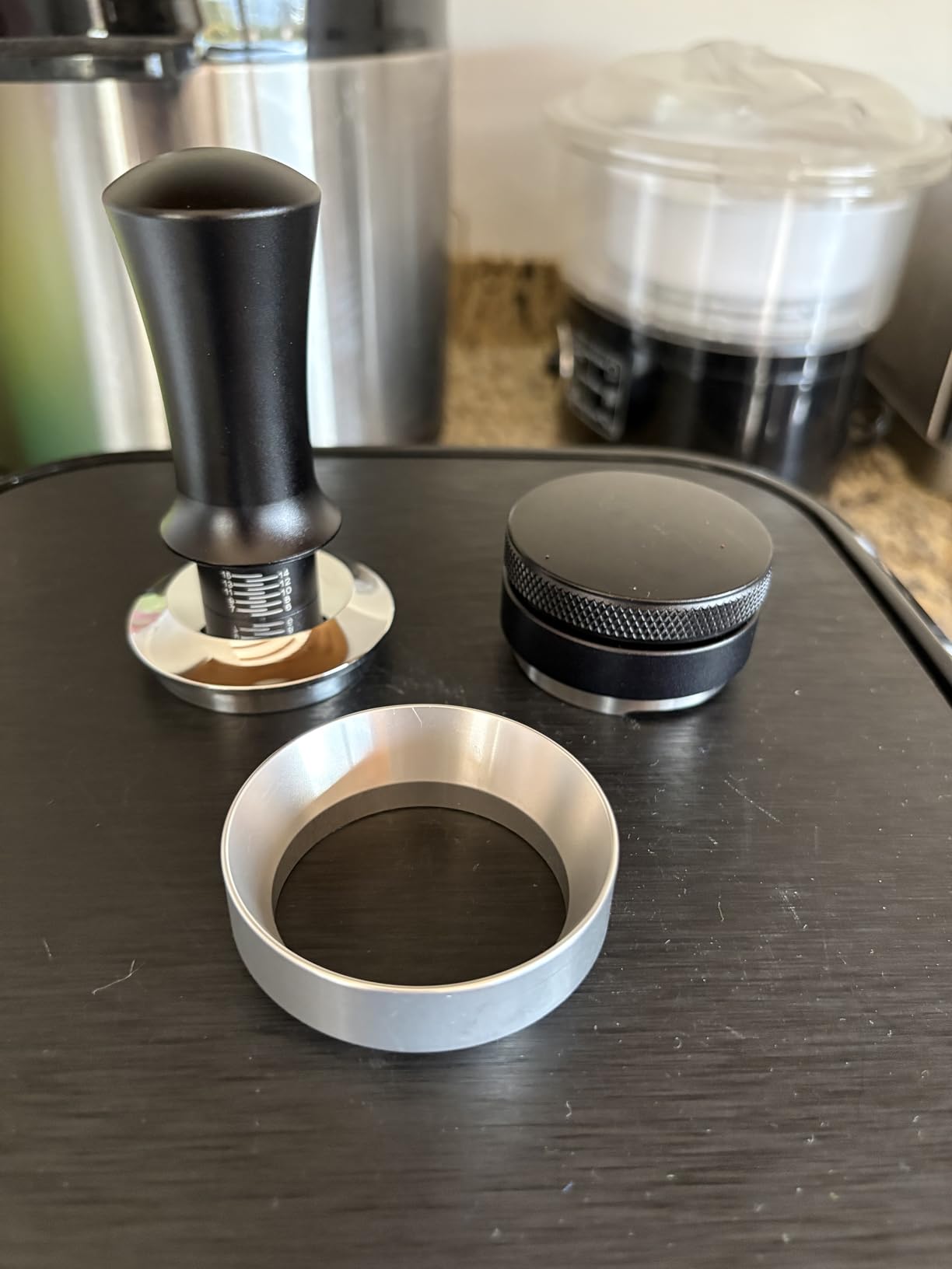 Reoszeank 51mm Espresso Accessories Kit, Espresso Distribution Tool, Spring Loaded Calibrated Tamper and Dosing Funnel Set, Coffee Distributor Leveler Fits Delonghi CASABREWS and atatix 51 mm Machines customer photo 1