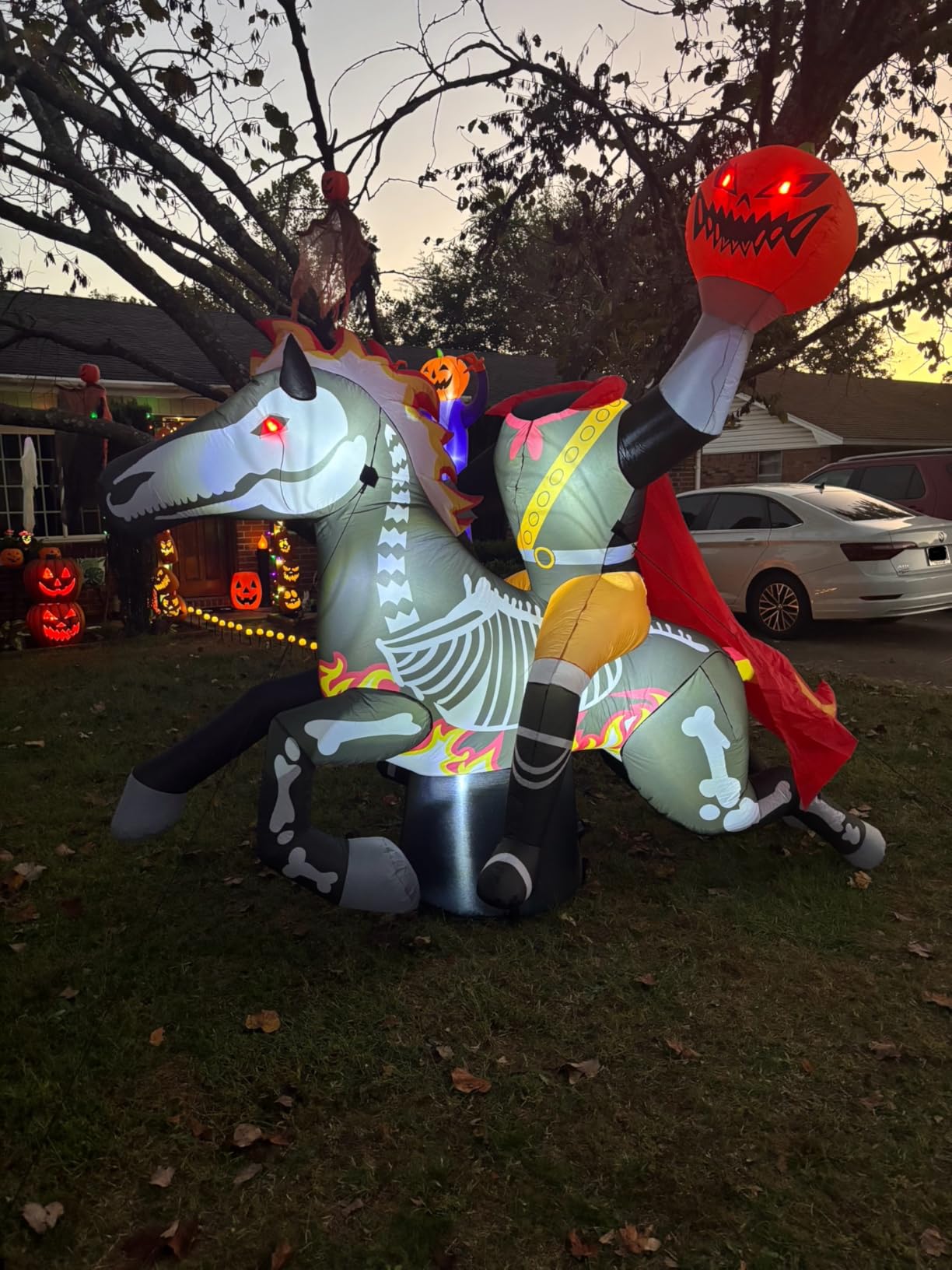 WBHome 6 Ft Halloween Inflatable Half Body Skeleton Skull Decorations, Day of The Dead Blow Up Yard Decor with Built-in LED Light (Plug in) for Lawn Home Dia de Los Muertos Party Indoor Outdoor customer photo 2