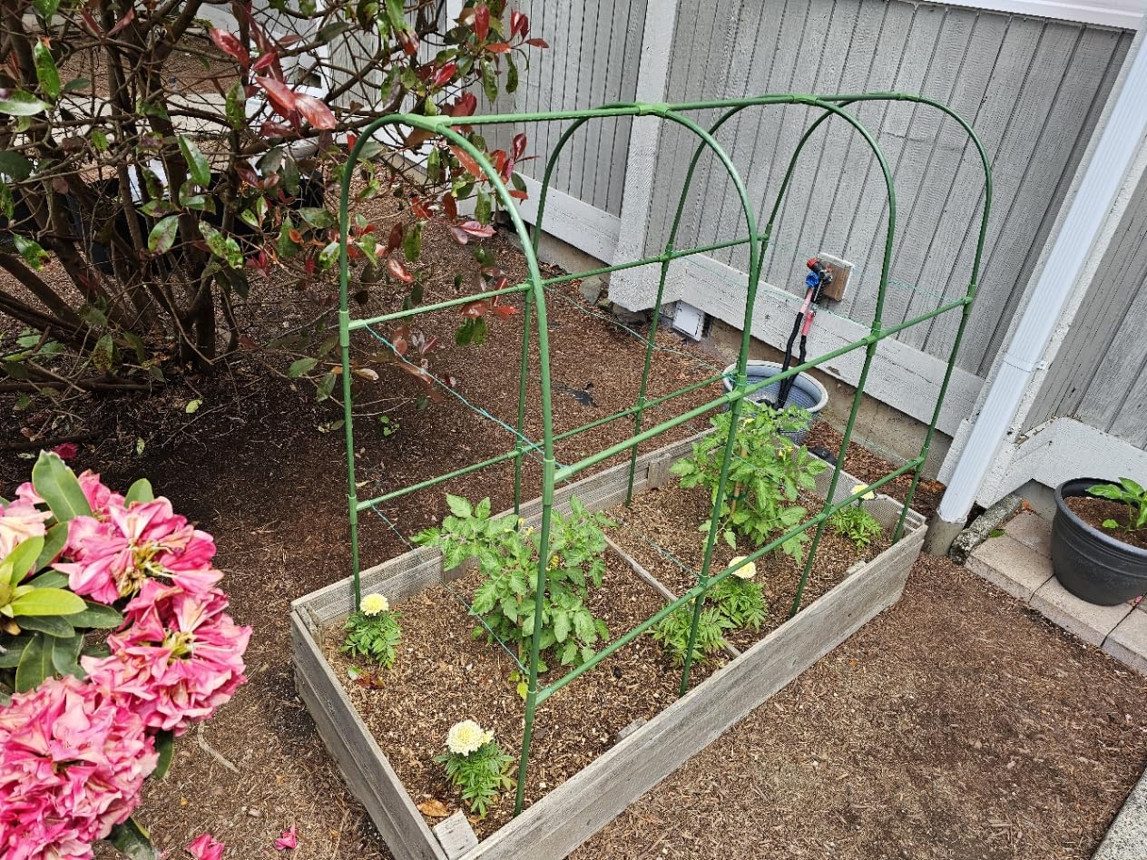 Cucumber Trellis for Raised Bed, U-Shape Garden Trellis for Climbing Plants Outdoor, Metal Arch Trellis for Vegetables, Plant Support for Tomato, Pea, Zucchini (47.2