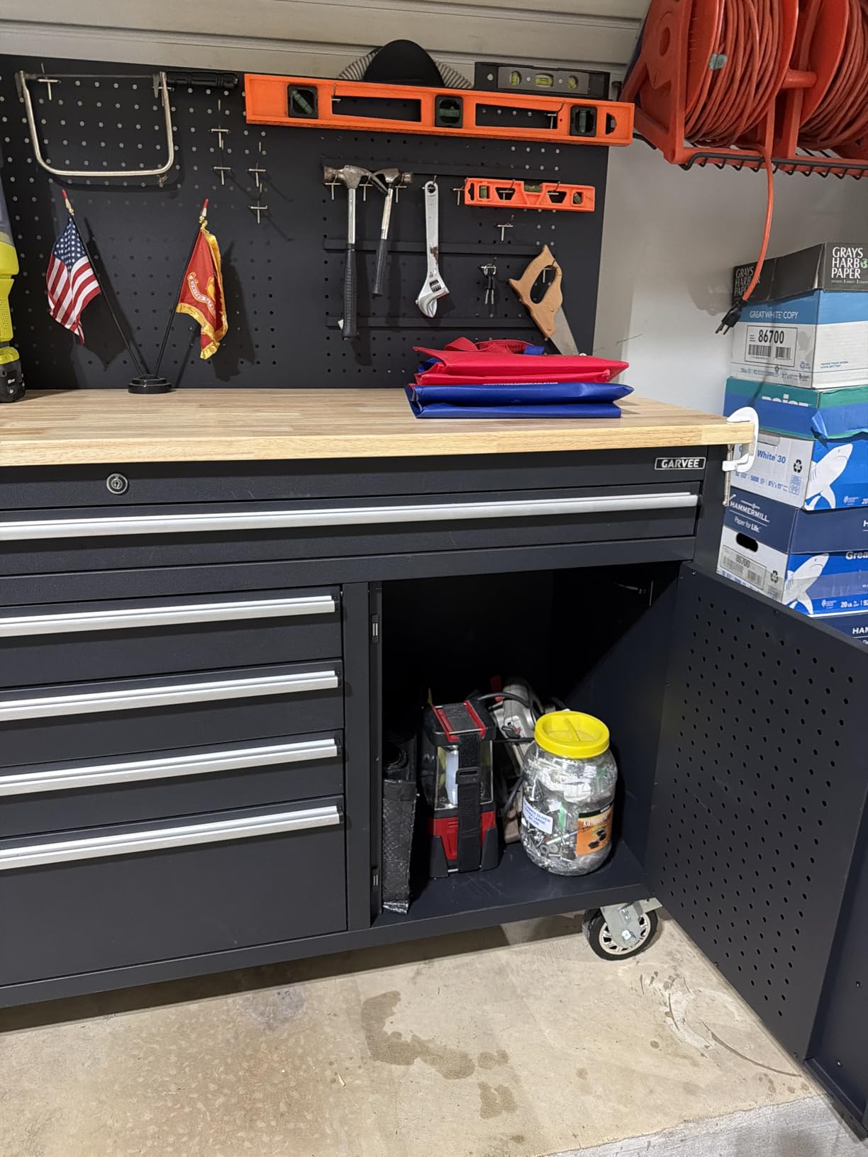 GAOMON 61-inch Rolling Tool Chest, 10 Drawers Garage Workbench Storage Tool Cabinet with Power Strip, Solid Rubber Wood Top, 1675 LBS Load Mobile Workstation, Heavy Duty Rolling Cabinet customer photo 2