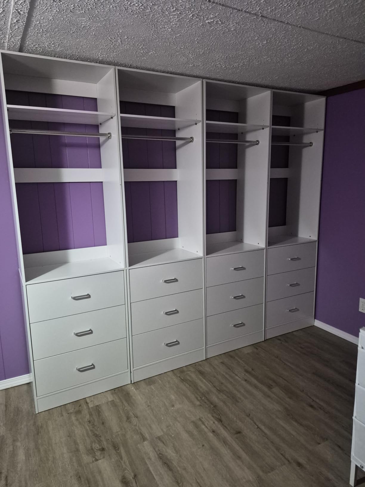 Besiost Closet System Set of 4, 8FT Closet Systems with 12 Wood Drawers, 96