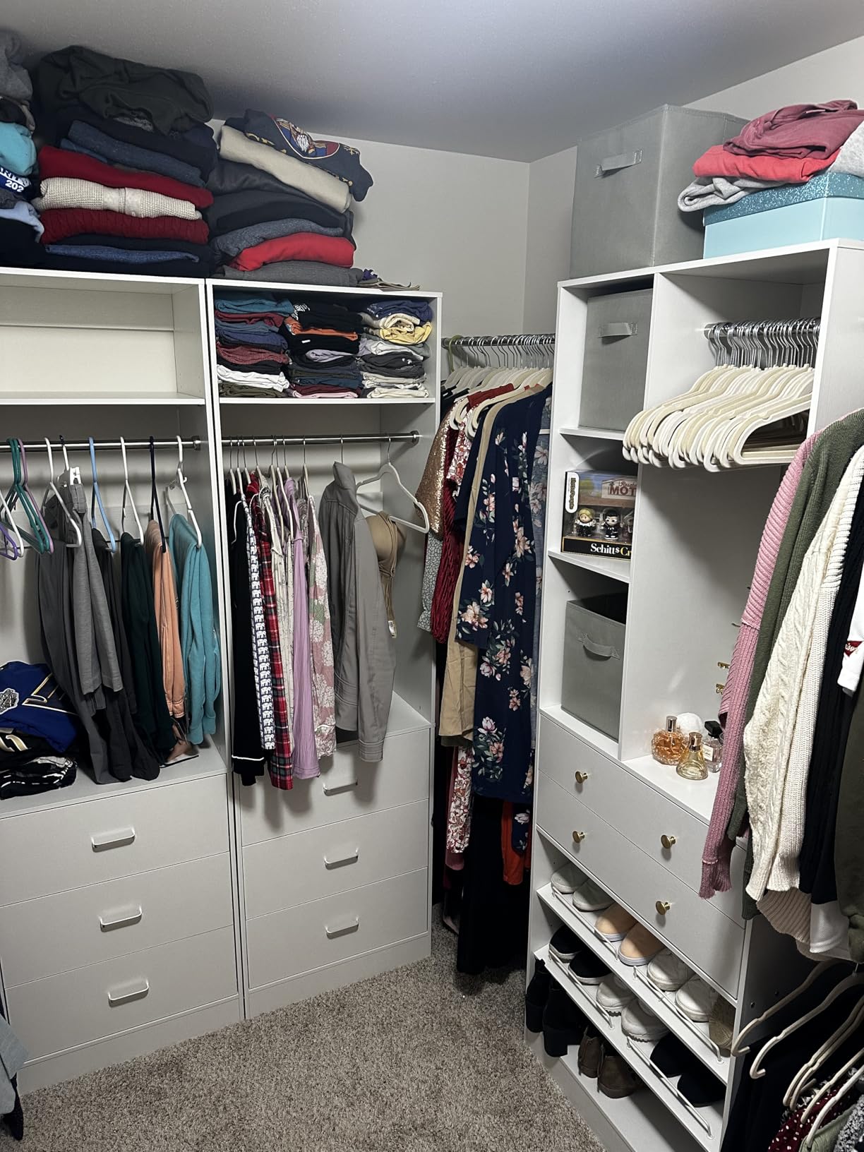 Besiost Closet System Set of 4, 8FT Closet Systems with 12 Wood Drawers, 96