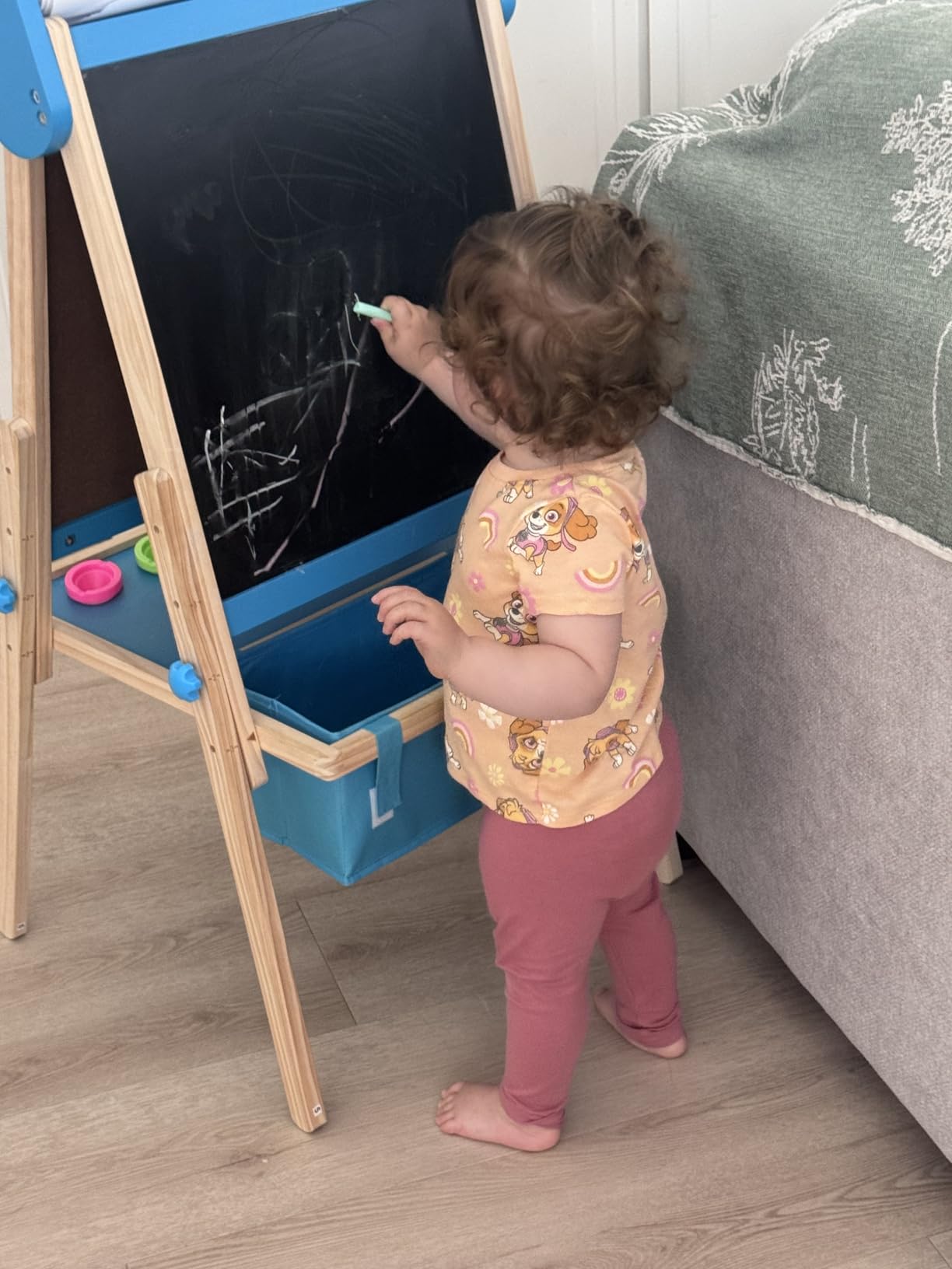 Belleur All-in-One Art Easel for Kids, Adjustable Double Sided Easel for Toddlers with Magnetic Whiteboard & Dry-Erase Chalk Board & Paper Roll, Child Painting Easel for Kid 2-8 Birthday Gift - Red customer photo 1