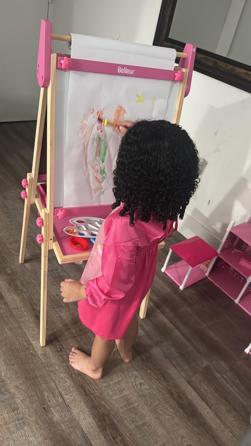 Belleur All-in-One Art Easel for Kids, Adjustable Double Sided Easel for Toddlers with Magnetic Whiteboard & Dry-Erase Chalk Board & Paper Roll, Child Painting Easel for Kid 2-8 Birthday Gift - Red customer photo 2