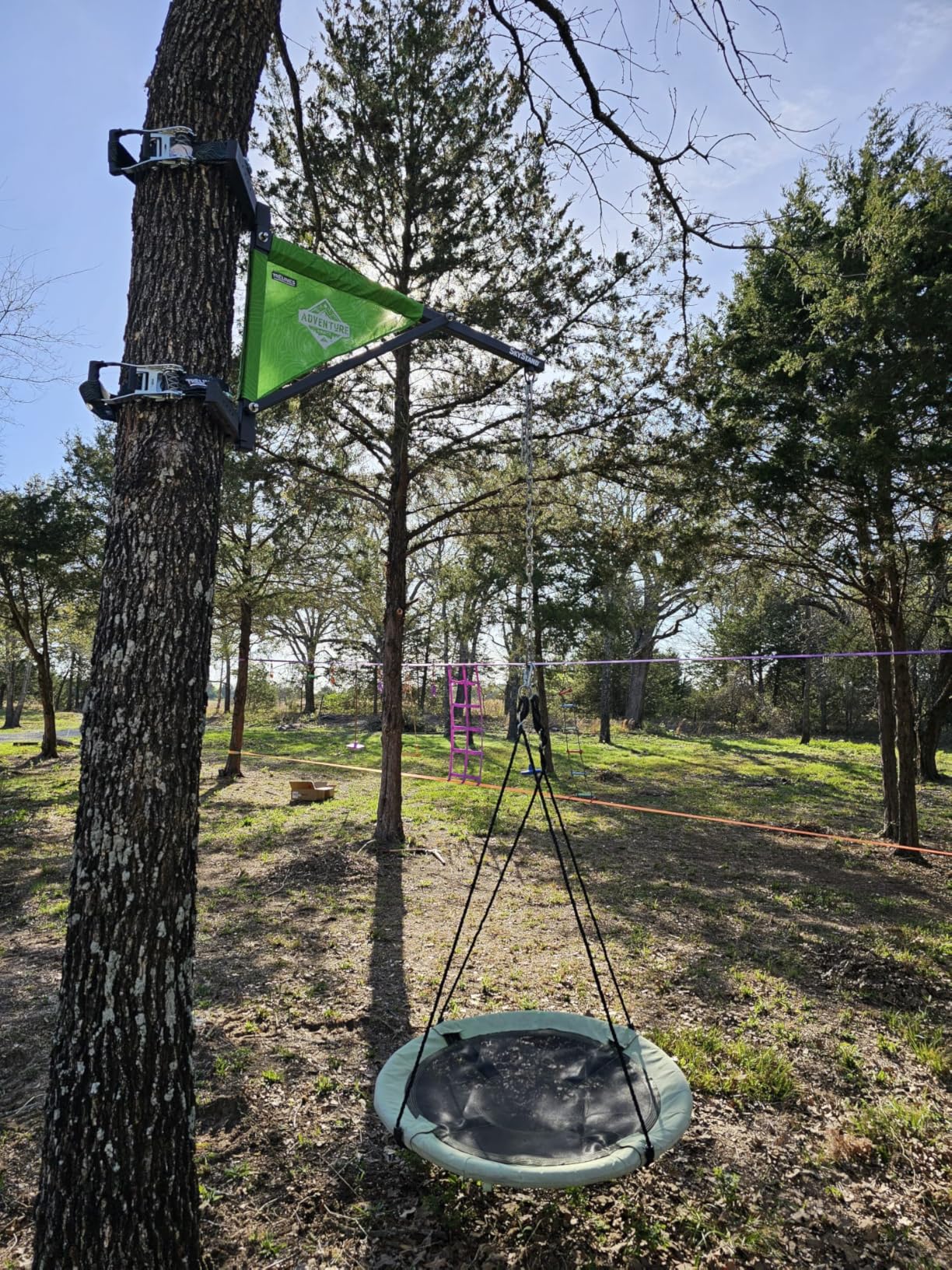SkyStand Outdoor Hanging Tree Swing Set Attachments Support Kit - Heavy Duty Platform, Kids Outdoor Play Equipment - Build a Backyard Playground, No Branch Required, Up to 500 lbs - Green customer photo 1