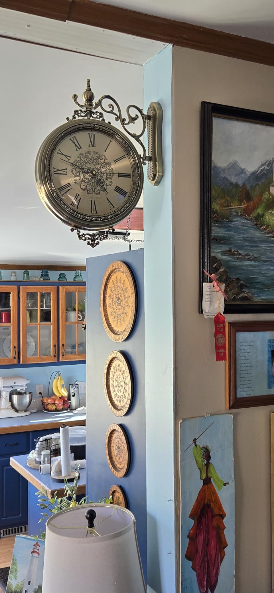 Large Vintage Double Sided Wall Clock with Glass & Metal, Roman and Arabic Numerals, Silent Non-Ticking Battery Operated Antique Clock for Living Room, Office, Hallway Decor (15x18.5 Inch) customer photo 1