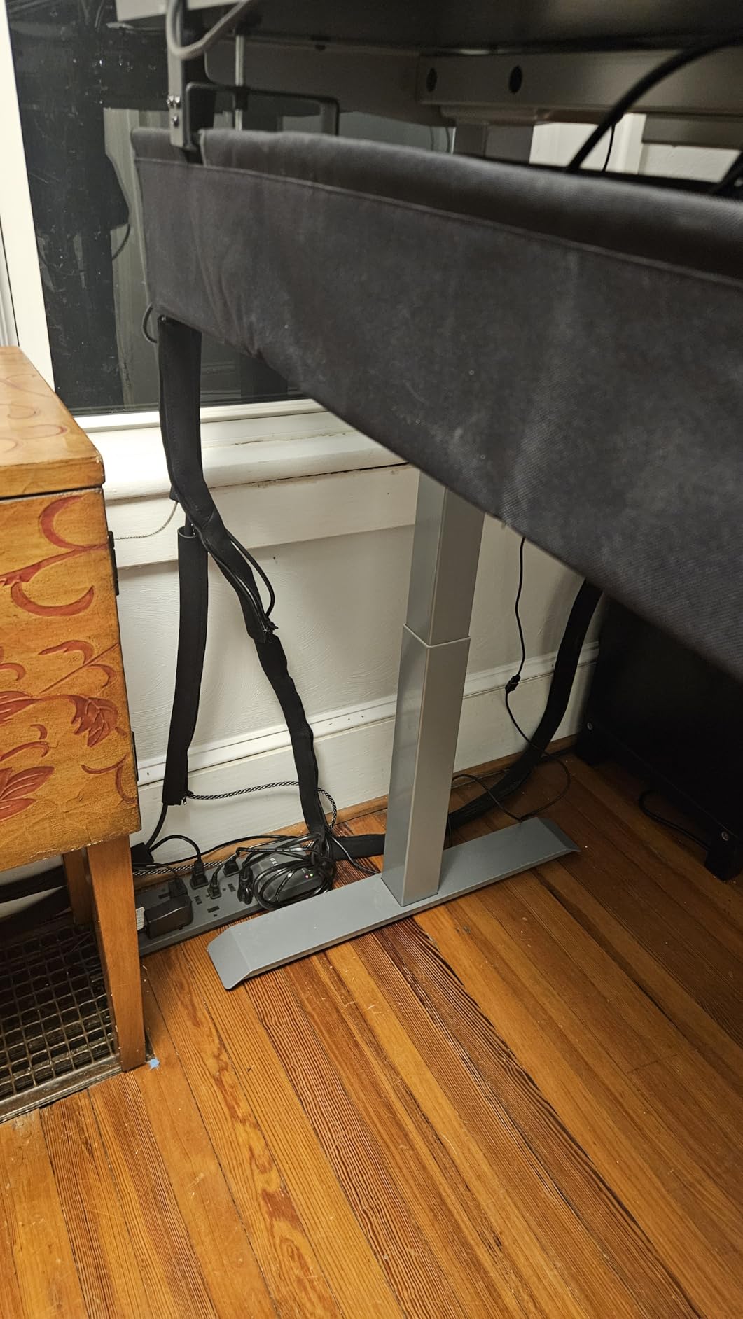 Under Desk Cable Management Tray - Under Desk Cord Management - Clamp/Screw Mount - Fabric Wire Management - Cable Raceways Tray Cord Hiders for Office/Home (Black, 35.8