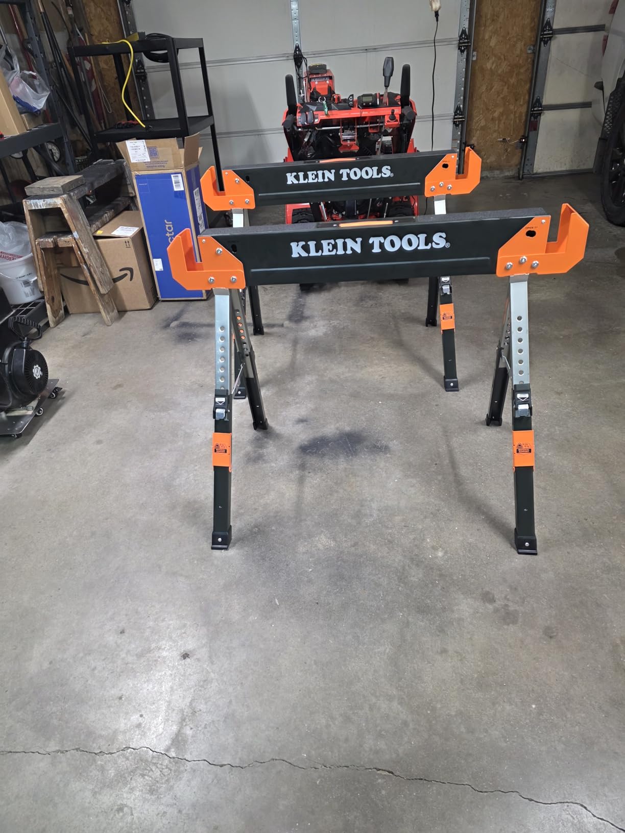 Klein Tools 66187 Folding Saw Horse, Heavy Duty Legs, Metal Saw Horse for Woodworking, Carpenters, Contractors, 2-Pack customer photo 1