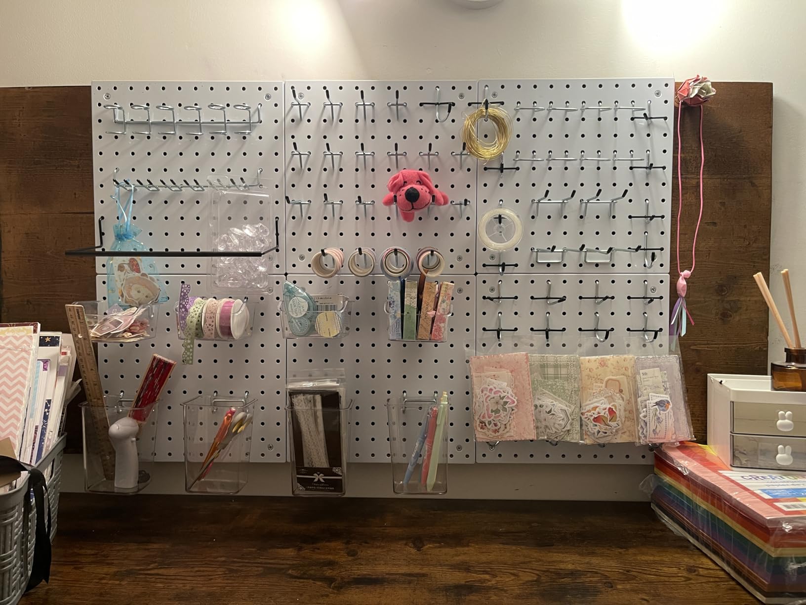 Peg Board Kit, Includes Pegboard and Accessories, with Hooks and Bins, Peg Board Wall Organizer for Office, Ornaments Display, Crafts Organization (129, Black) customer photo 1