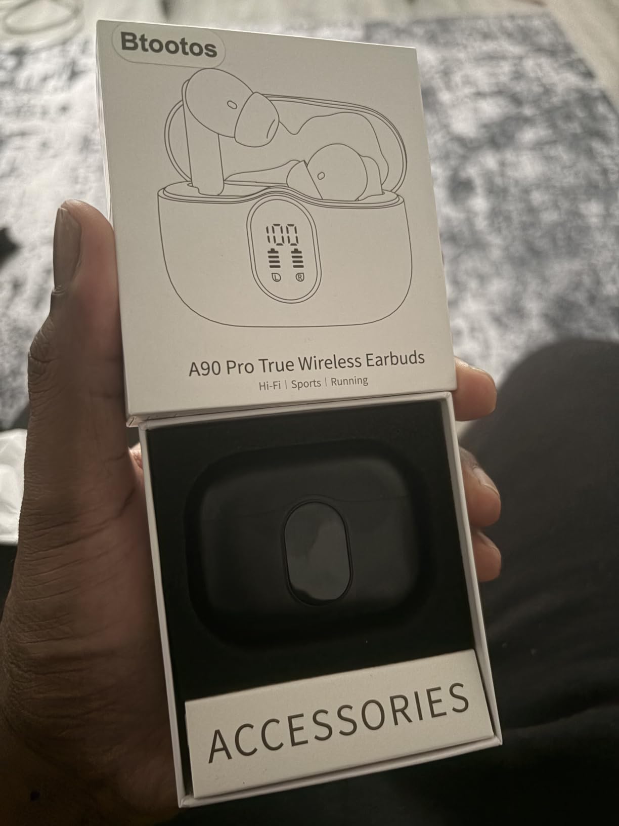 Wireless Earbuds, Bluetooth 5.4 Headphones Bass Stereo, Ear Buds with Noise Cancelling Mic, LED Display in Ear Earphones Clear Calls, IP7 Waterproof Bluetooth Earbuds for Phones/Sports/Laptop, Black customer photo 2