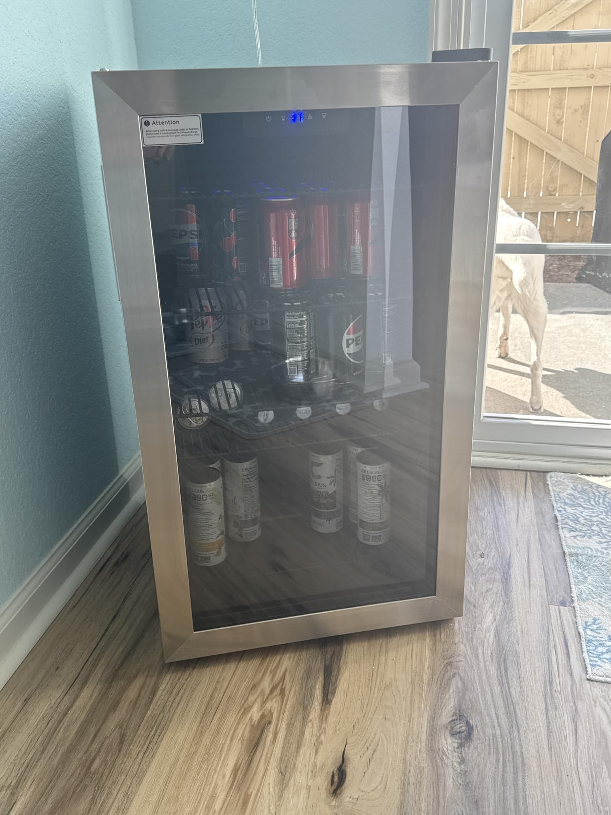 Feelfunn 4.5 Cu.Ft Wine Cooler Refrigerator - 45 Bottle Wine Fridge with Glass Door for Beer Soda Water Drink, Small Wine Cellar Beverage Refrigerator for Bedroom Home Office Bar Dorm, Black customer photo 1