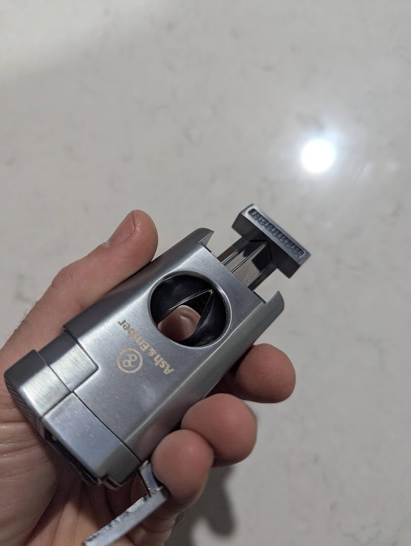 Spirit Cigar Lighter with V-Cutter - Triple Jet Flame Butane Refillable Torch Lighter with Cigar Rest, Windproof, Transparent Fuel Window, Ergonomic Grip, Premium Gift Box for Men - Ash & Ember customer photo 1