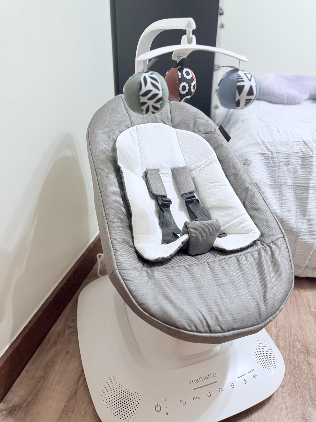 4moms mamaRoo Smart Swing - Customizable Soothing Modes with MotionSync Technology - Infant Recline + Bluetooth Enabled - Included Newborn Insert - Camila (Dark Green Melange) customer photo 1