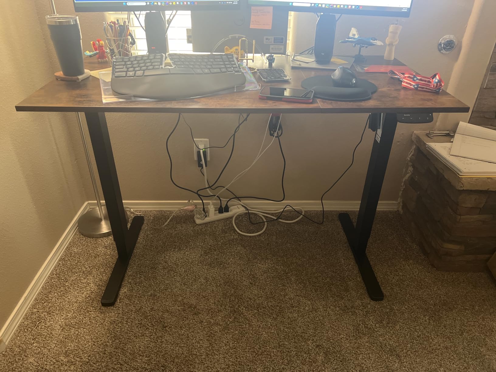 Acrolix Electric Standing Desk, Height Adjustable Home Office Desk with Memory Presets and Cable Management, Rustic Brown Sit Stand Desk for Work from Home, Ergonomic Computer Desk (48 x 24 Inch) customer photo 1