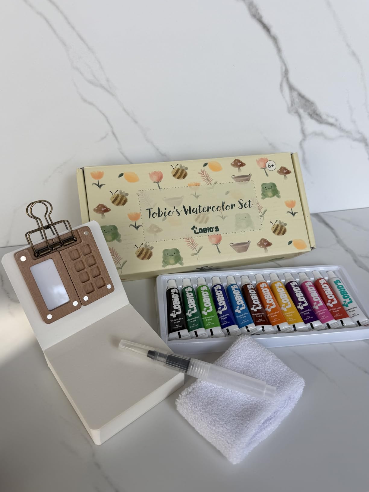Original Tobios Mini Wooden Watercolor Paint Set - Compact Travel Art Kit with 12 Colors, Refillable Brush & Sketchbook - Unique Creative Gift for Birthdays, Holidays & Art Lovers customer photo 2