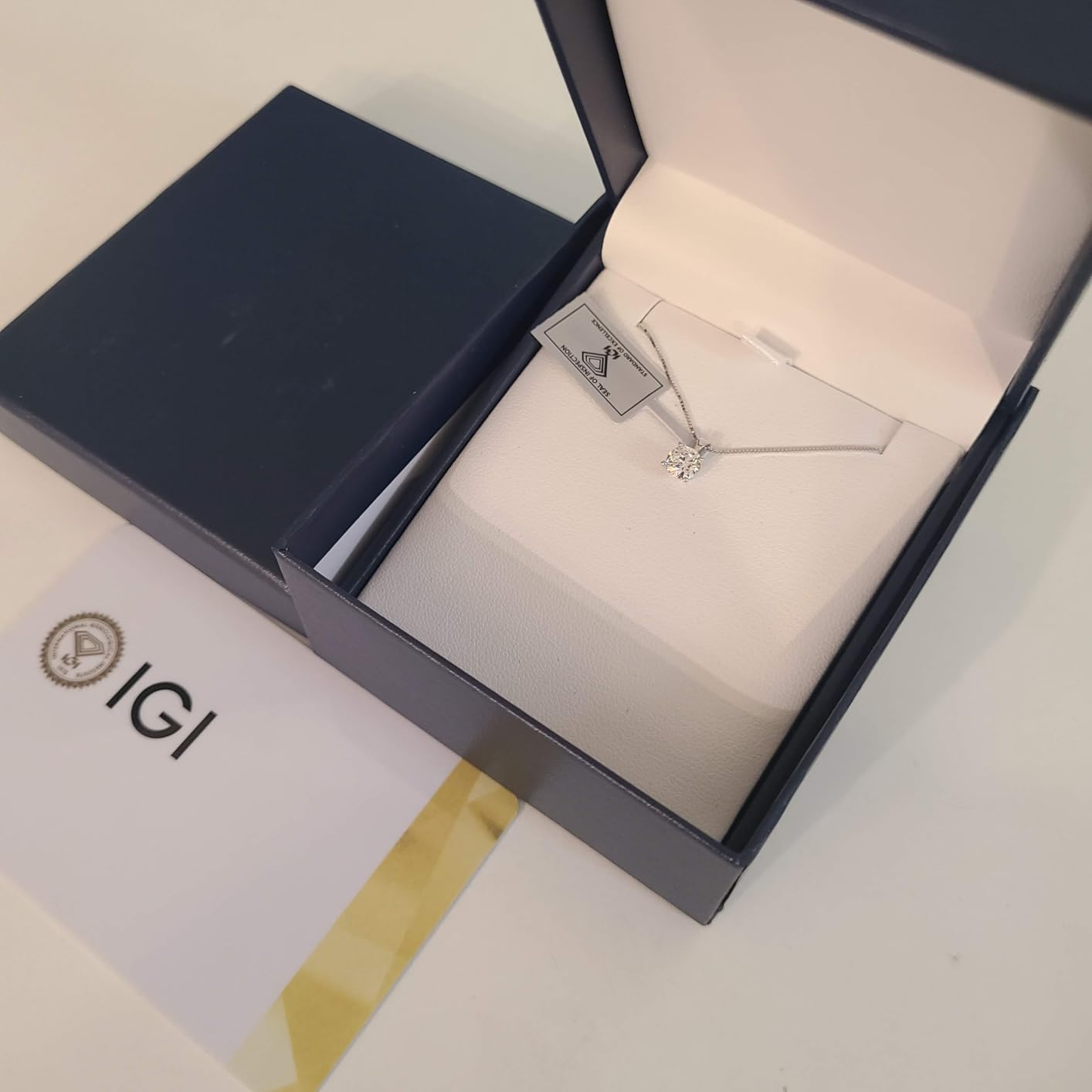 Belacqua Lab Grown Diamond Pendant Necklace in 14K White or Yellow Gold, Round,Oval,Princess and Emerald Cuts, 1/2 to 3 Carat, IGI Certified, E-F Color, VS Clarity, Jewelry for Women,Gift Box Included customer photo 2