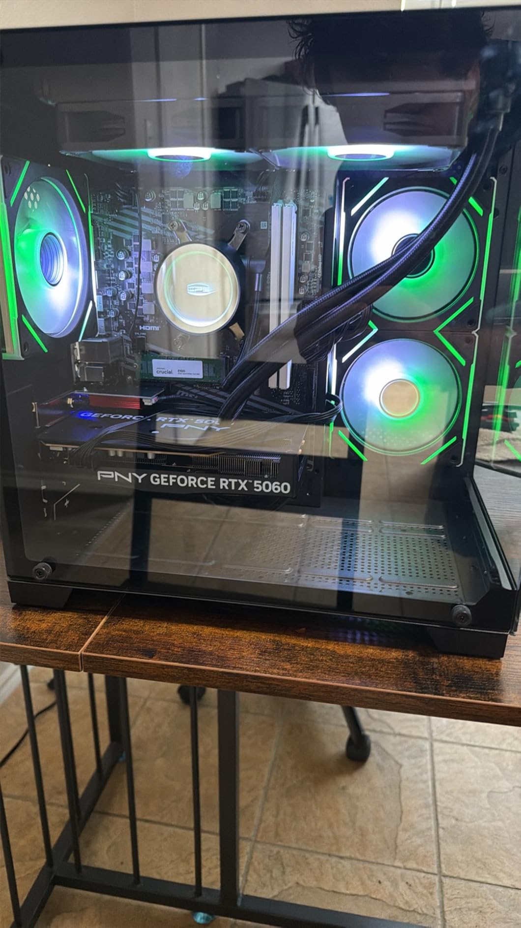 YAWYORE Gaming PC Desktop Computer, AMD Ryzen 7 5700X, GeForce RTX 5060, 32GB DDR4 RAM, 1TB M.2 NVMe SSD, 240 Liquid Cooler, ARGB Fans, WiFi+BT, for Game Design and Office customer photo 2
