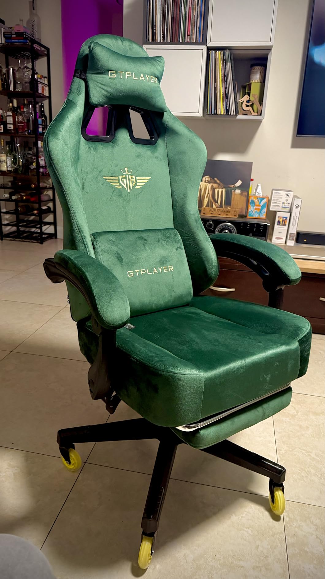 GTPLAYER Gaming Chair Fabric with Pocket Spring Cushion, Big and Tall Gamings Chairs 350LBS High Back Computer Chair with Footrest for Adults Lumbar Support Swivel Game Chair for Office Light Black customer photo 2