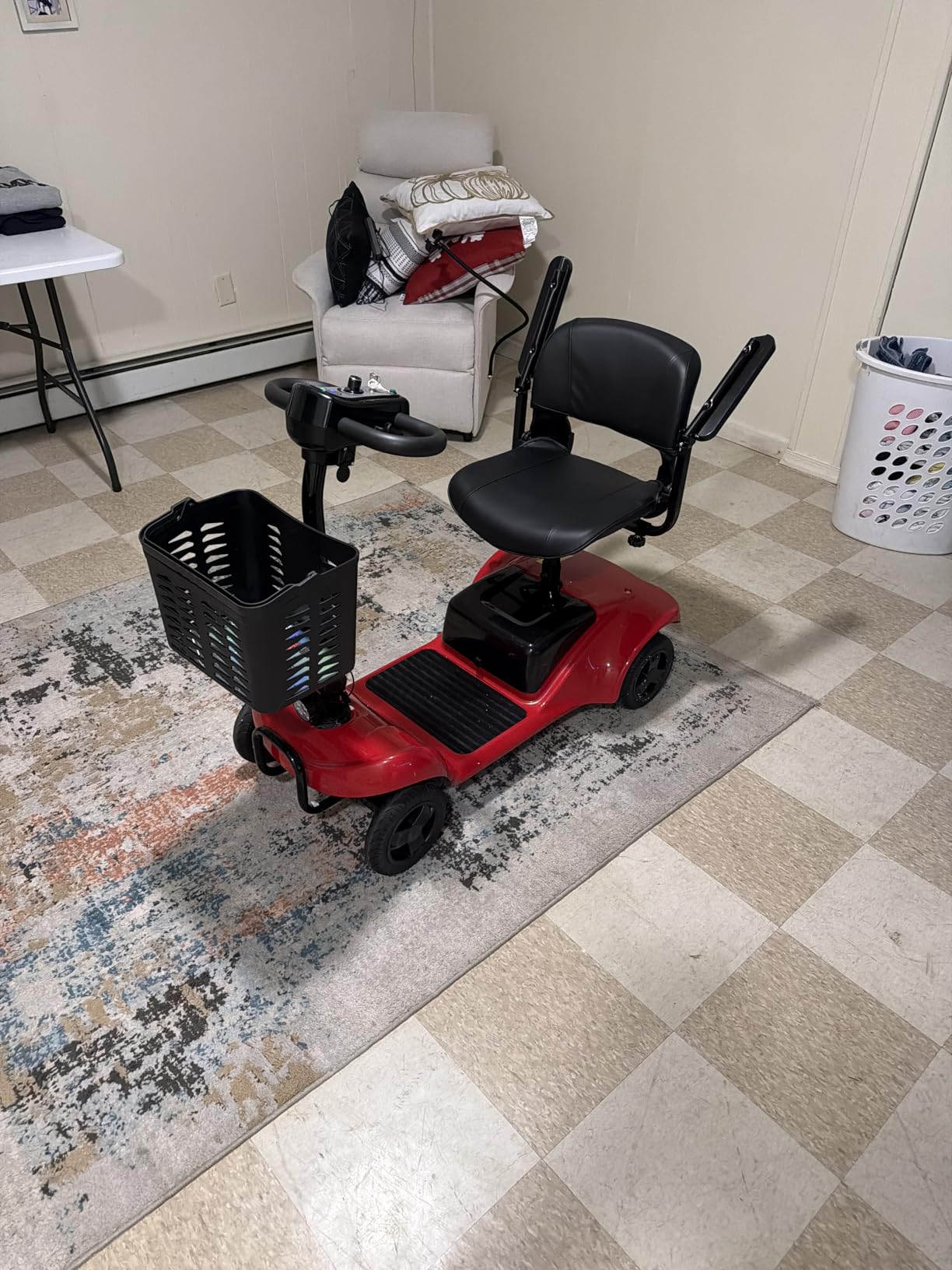 Mobility Scooter for Adults, 4 Wheel Mobility Scooter, 15 Miles Range, 300WH Battery, 300LBS Capacity, Lightweight and Portable, with LED Headlights and Basket, Charger Included (Red) customer photo 2
