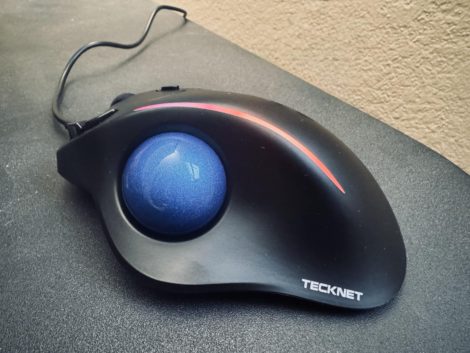 TECKNET Pro Wireless Trackball Mouse, Bluetooth Mouse with Ergonomic Thumb Control, USB-C Rechargeable, RGB Light Mice with Adjustable DPI, 3-Device Connectivity (BT or 2.4G), for PC/Mac/Laptop - Black customer photo 1