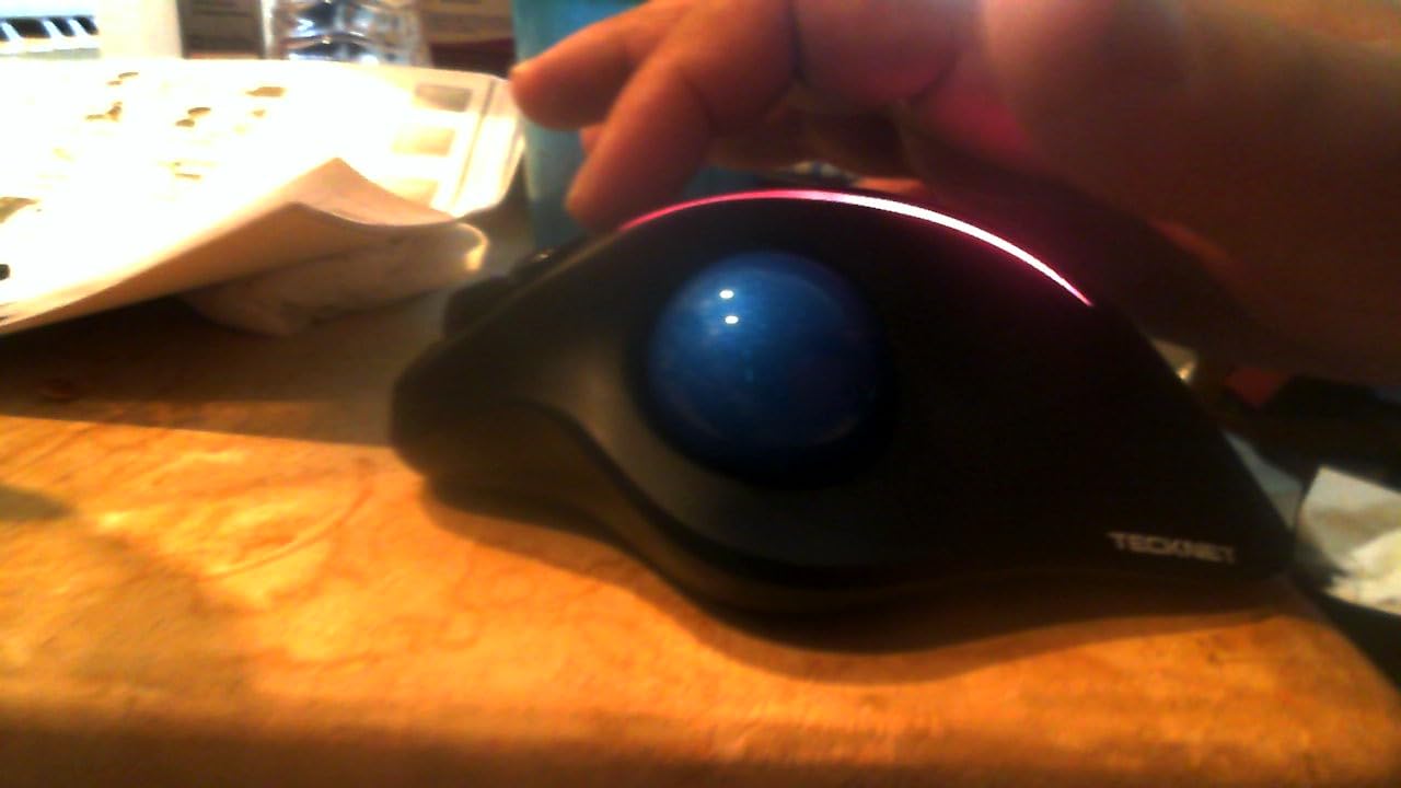 TECKNET Pro Wireless Trackball Mouse, Bluetooth Mouse with Ergonomic Thumb Control, USB-C Rechargeable, RGB Light Mice with Adjustable DPI, 3-Device Connectivity (BT or 2.4G), for PC/Mac/Laptop - Black customer photo 2