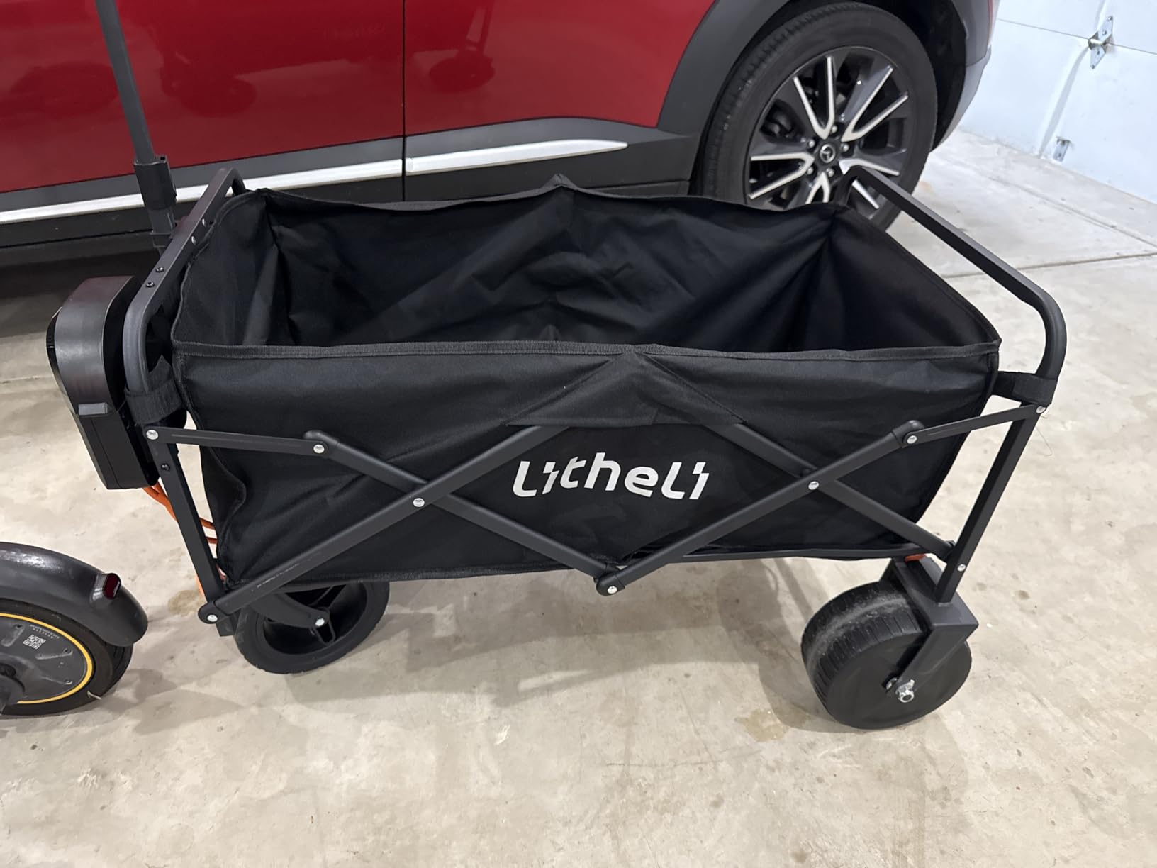 LiTHELi Electric Folding Utility Wagon Cart - All-Terrain Portable Powered Wagon with Dual Motors, Removable Battery & Large Cargo Space for Beach, Camping, Shopping & Outdoor Hauling customer photo 1
