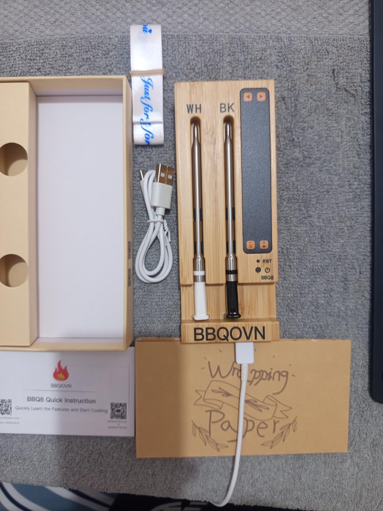 BBQOVN WiFi Sub-1G Wireless Meat Thermometer Unlimited Range 7 NIST Certified Sensors with Ambient Temp 2 Temp Monitoring Ways Digital Smart Base and App for BBQ, Smoker, Grill, Oven (Dual Probes) customer photo 1