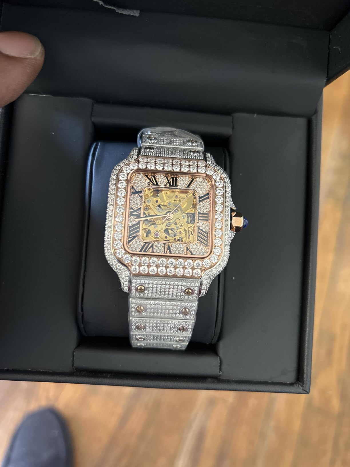 Moissanite Watch for Men, Personalized ICED Out Watch Automatic Movement with Custom Engraving, 17Ct VVS D Moissanite Passing Diamond Testing, GRA Certified customer photo 1