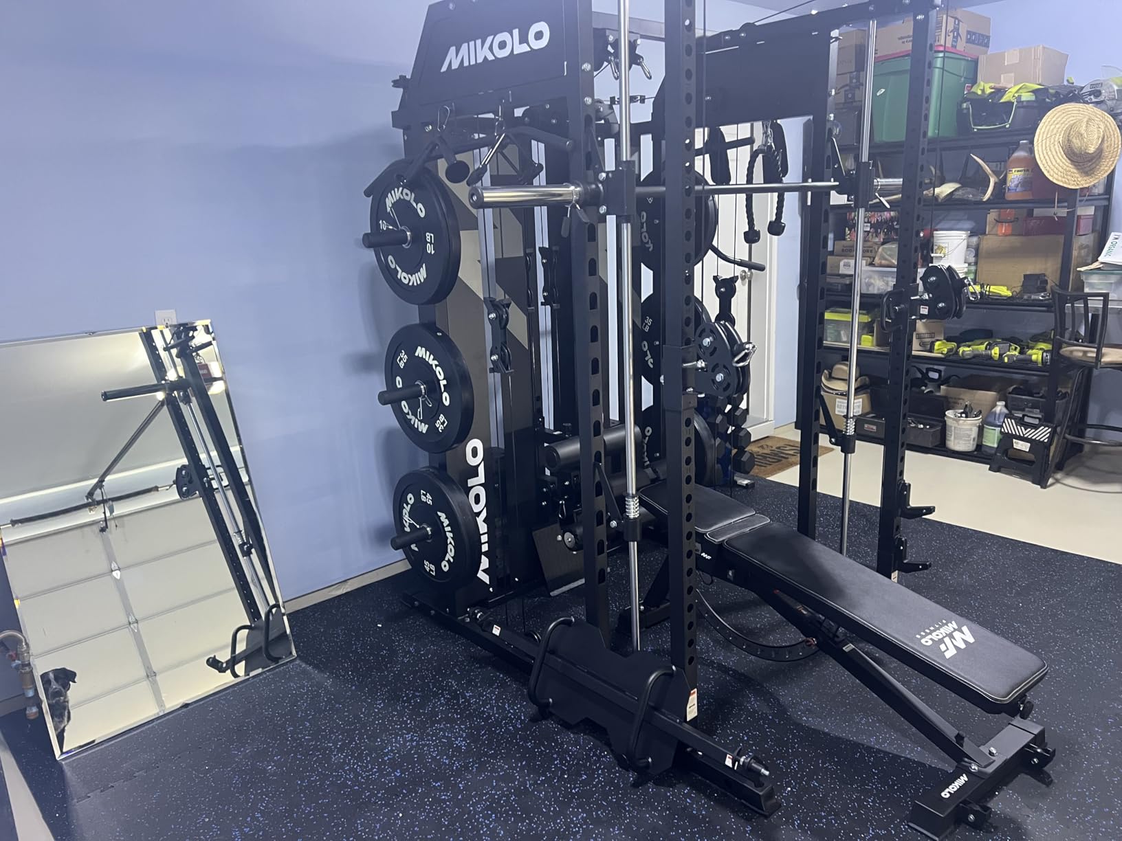 Mikolo Smith Machine with Weight Stack, Power Cage Home Gym System with LAT Pulldown & Cable Crossover, Multi-Functional Trainer with Dual Pulley System, Includes 10+ Free Attachments customer photo 2