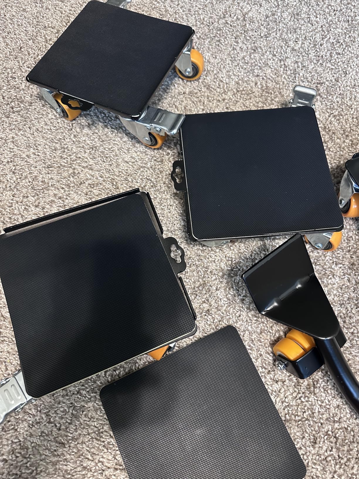KYX Furniture Dolly, Furniture Movers with 5 Wheels,Carbon Steel Panel Heavy Duty Dolly, Furniture Lifter with 360° Rotatable Silent Rubber Universal Wheels, Max Load 4000LBS(6.9x6.9 in) customer photo 2