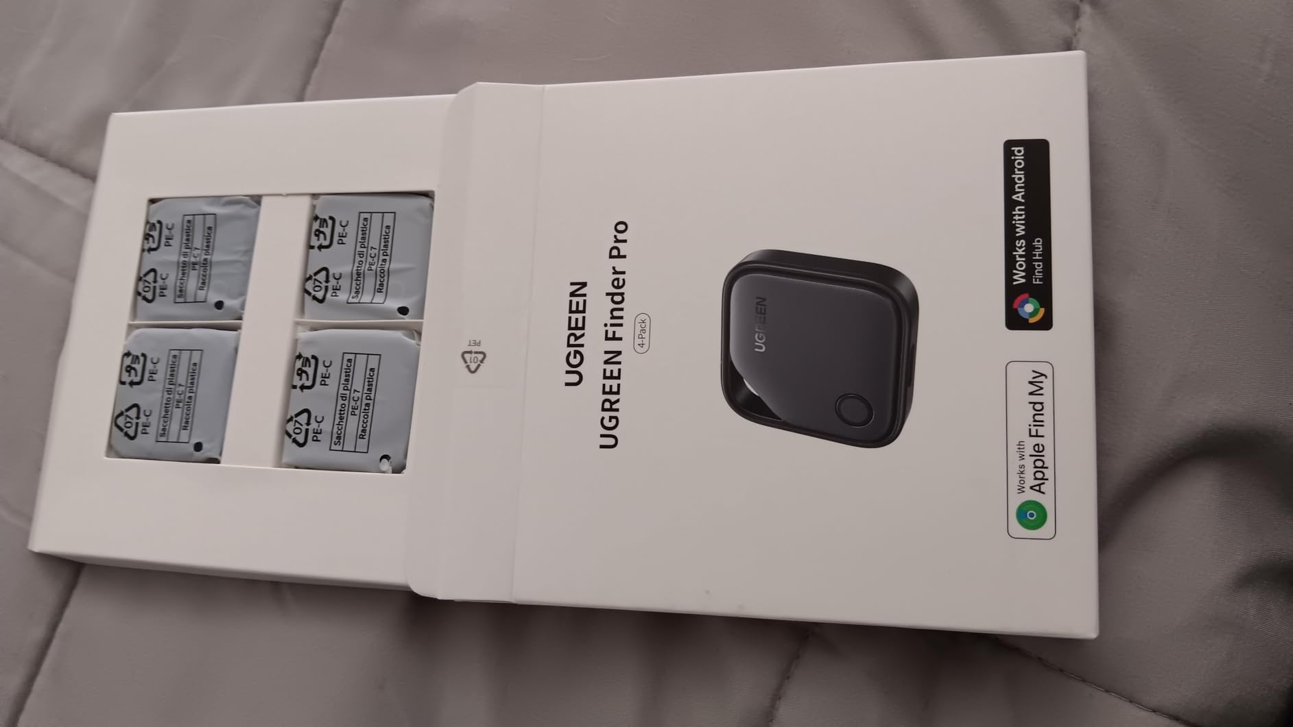UGREEN Finder Duo (iOS and Android) Air Tracker Tags 4 Pack, Rechargeable Android Tracker Tags Bluetooth Key Finder Compatible with iOS and Android for Keys, Luggage and More customer photo 1