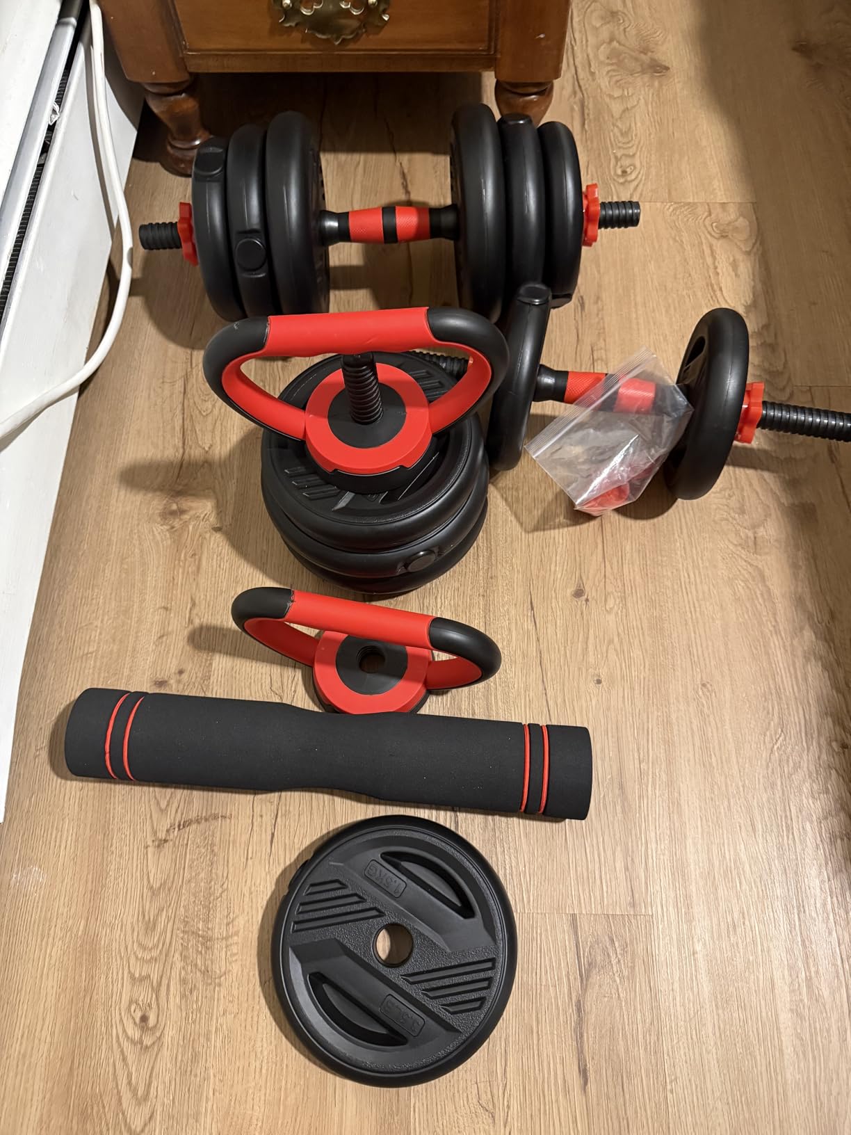 Adjustable Dumbbell Set, 20/30/45/70/90lbs Free Weight Set With Double Locknut, 5-in-1 Dumbbells Set Includes Barbell, Kettlebells, Push up Stand, Weight Plate, Fitness Exercise for Home Gym Suitable Men/Women customer photo 2