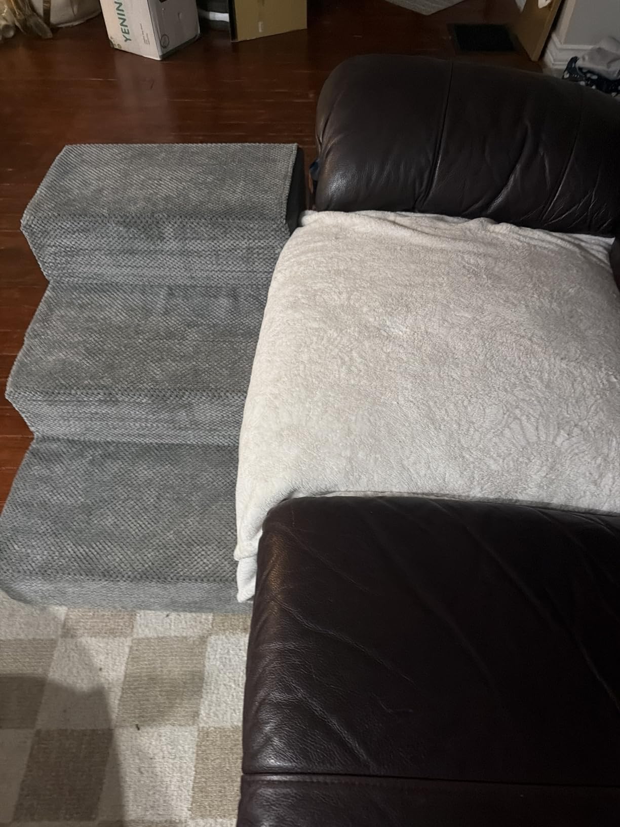 YENING Large Dog Stairs for High Beds - Extra Wide Pet Steps for Large Dogs to Get on Tall Bed 3 Deep Step Cat Ramp for Couch customer photo 1