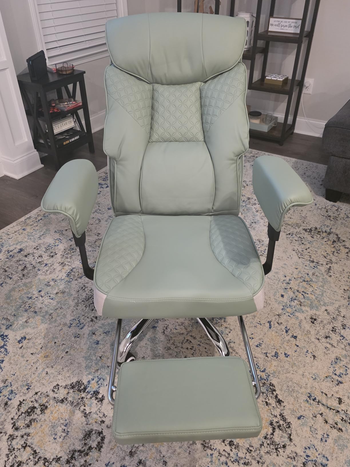 GTPLAYER Big and Tall Office Chair Wide Ergonomic Gaming Chair with Deluxe Embossing Designed Leather with Foot Rest,150°Reclining Adjustable Soft Armrests Pocket Spring Back Support and Pillow customer photo 1