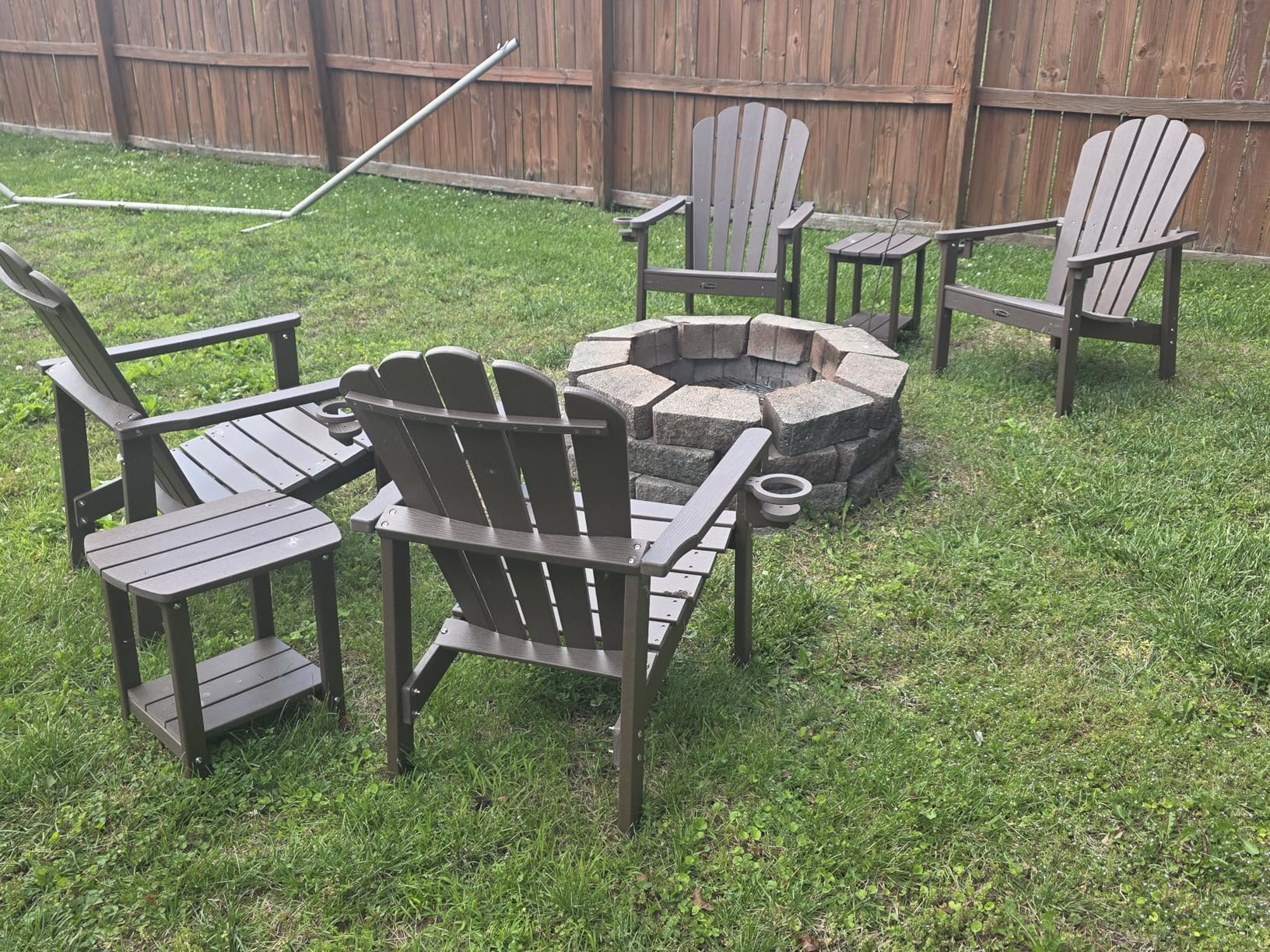 Stackable Adirondack Chair, HDPE All-Weather Adirondack Chairs - Durable and Space Saving, Plastic Outdoor Fire Pit Chairs with Cup Holder, Grey customer photo 2