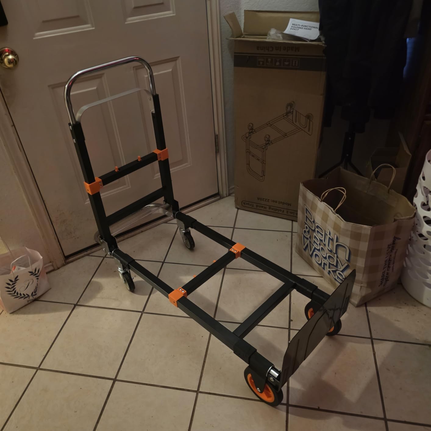 Upgraded 3 in 1 Folding Hand Truck, 500lbs Capacity Heavy Duty Convertible Dolly cart with Rubber Wheels, Collapsible Hand Truck Foldable with Telescopic Handle, Trolley for Moving, Office, Warehouse customer photo 1