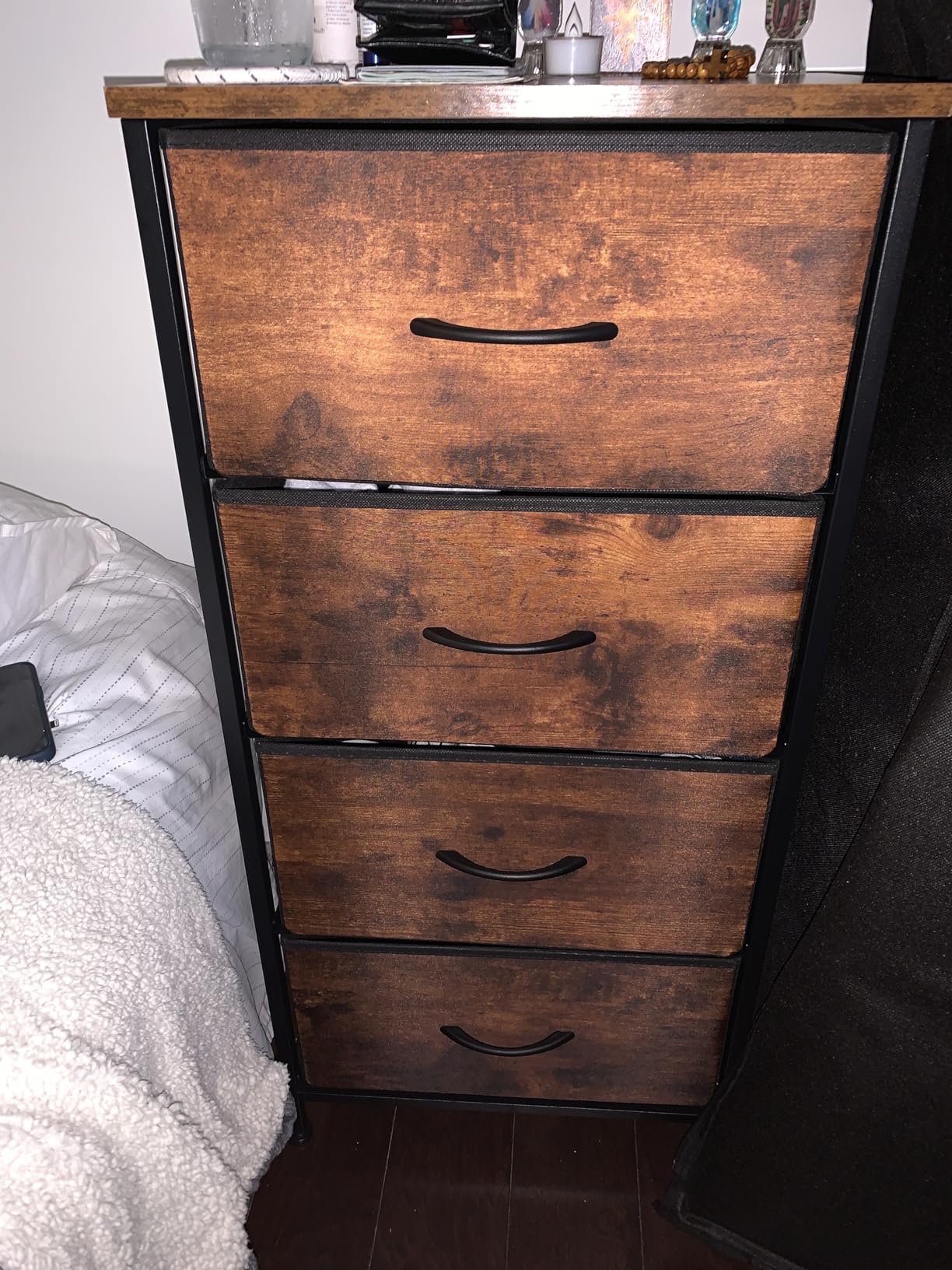 Sweetcrispy 5 Drawer Dresser with Fabric Bins Steel Frame Wood top Storage Chest for Bedroom Closet Hallway White Compact Organizer Durable Home Storage Solution customer photo 2