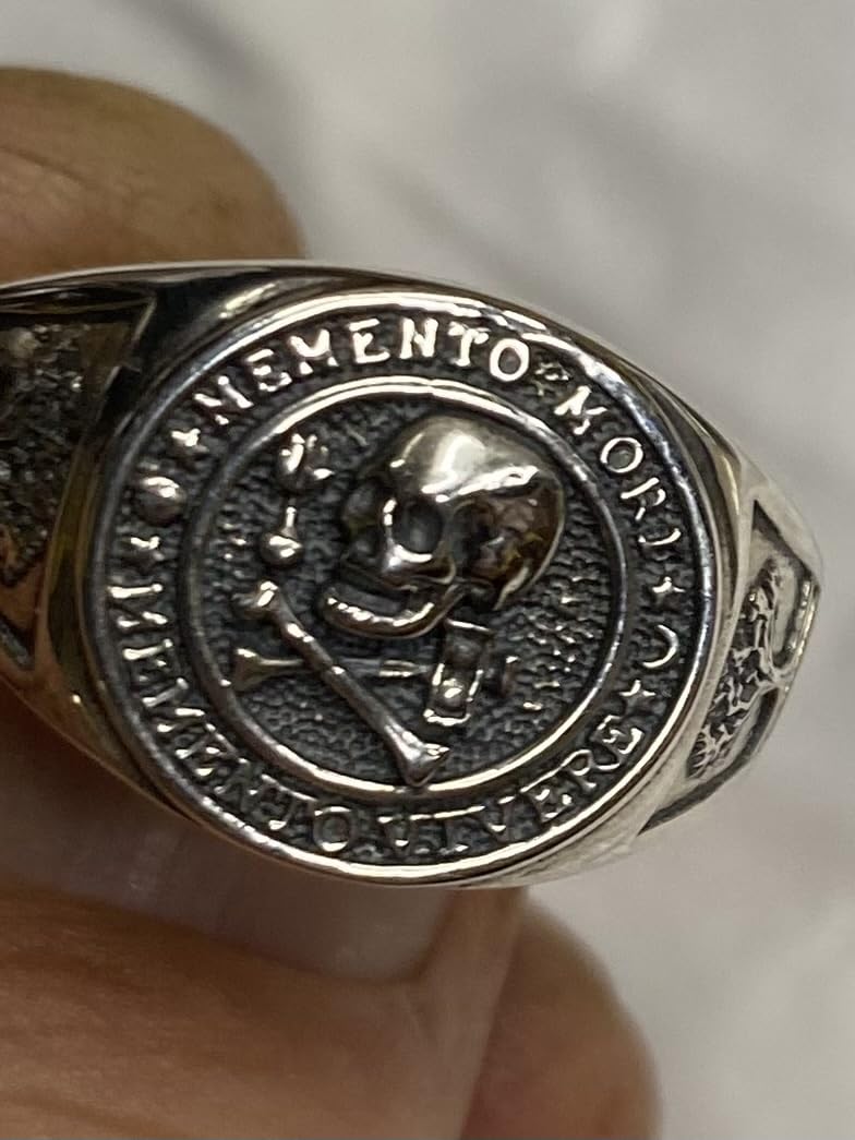 Memento Mori Ring 925 Sterling Silver Gothic Skull Signet Rings Tree of Life for Men Stoic Jewelry Memento Vivere Gifts customer photo 1